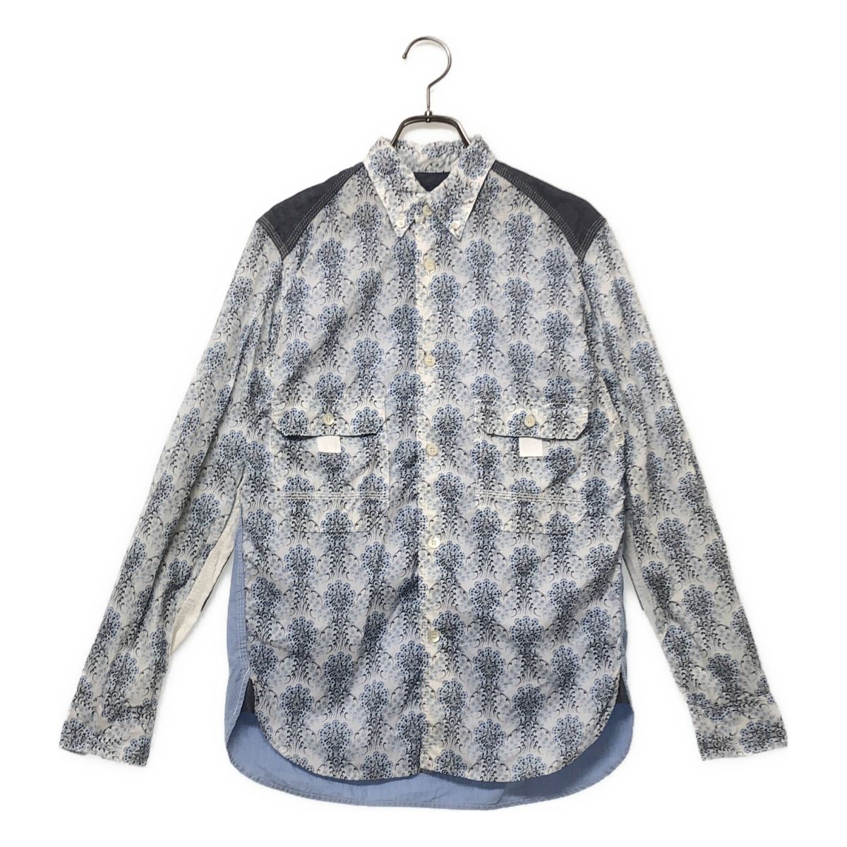 JUNYAWATANABE COMMEdesGARCONS MAN / ジュンヤワタナベマン | 2011SS | 総柄 エルボーパッチ シャツ | XS | ブルー | メンズ