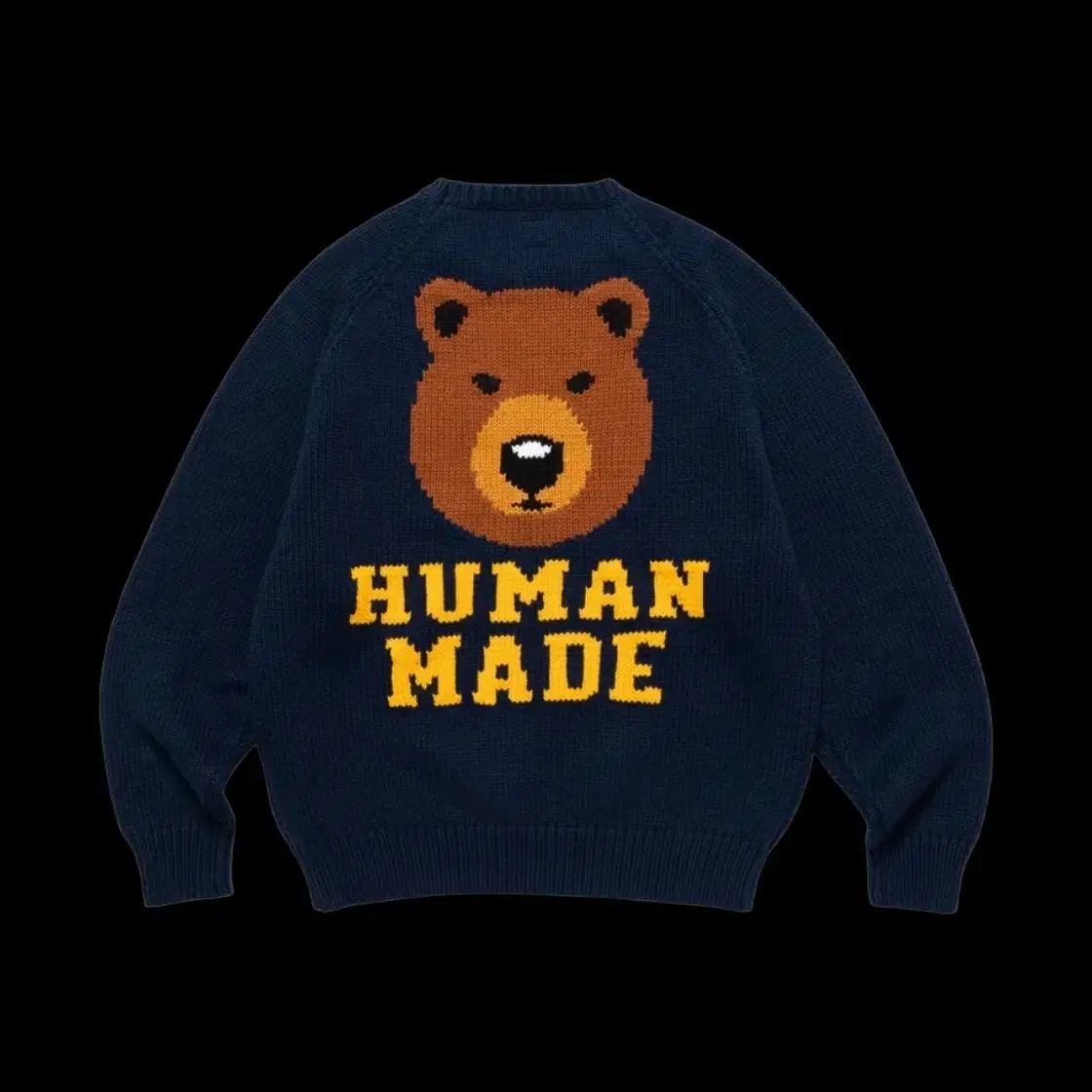 HUMAN MADE ヒューマンメイド クマ ラグラン ニット セーター ネイビー