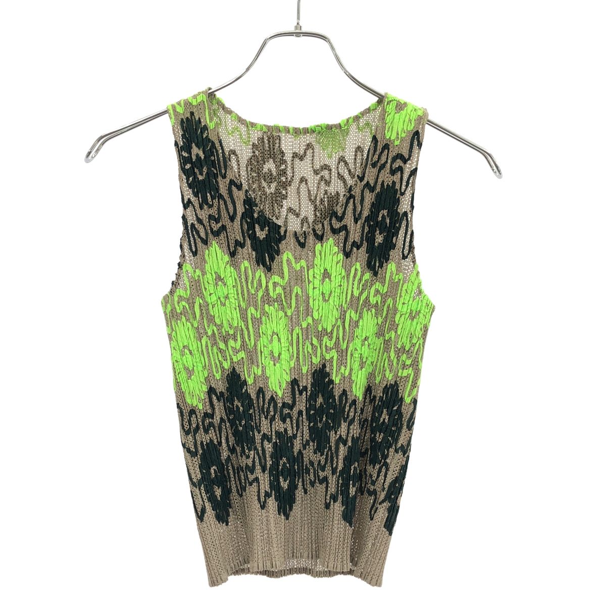 PLEATS PLEASE ISSEY MIYAKE プリーツプリーズ イッセイミヤケ フラワーテープメッシュプリーツタンクトップ PP06-JK901 ベージュ系 3