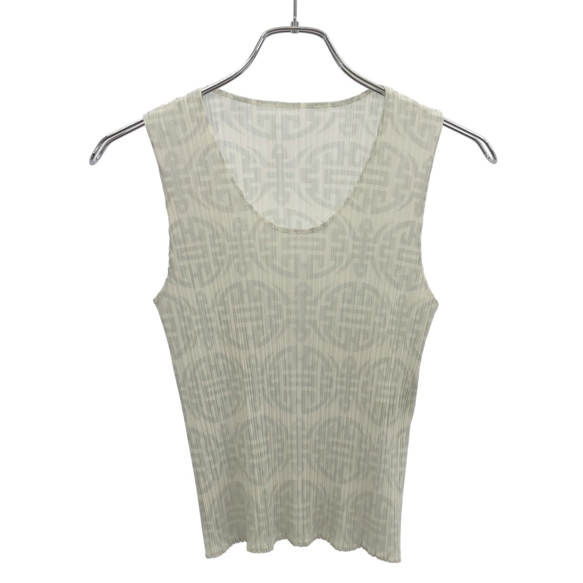 PLEATS PLEASE ISSEY MIYAKE プリーツプリーズ イッセイミヤケ 小紋プリントプリーツタンクトップ PP82-JK728 ホワイト×グレー 3