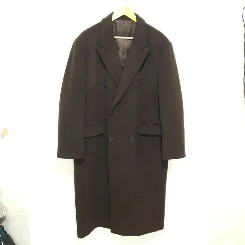 ムシンサスタンダード カシミアブレンド ダディショルダー ダブル ロング コート XL_W0582
