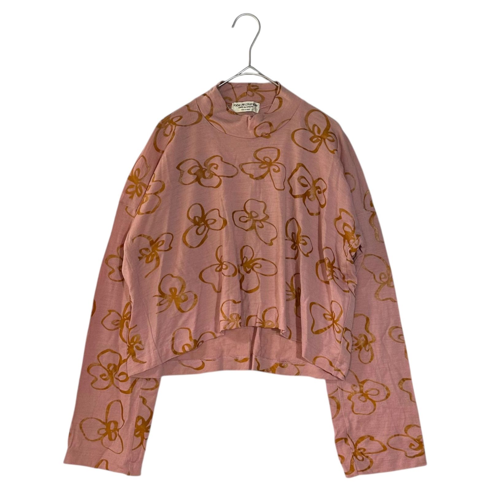 robe de chambre COMME des GARCONS(ローブドシャンブルコムデギャルソン) 97SS Floral Short-Length L/S T-shirt フラワー プリント ウール モックネック ショート丈 長袖 カットソー