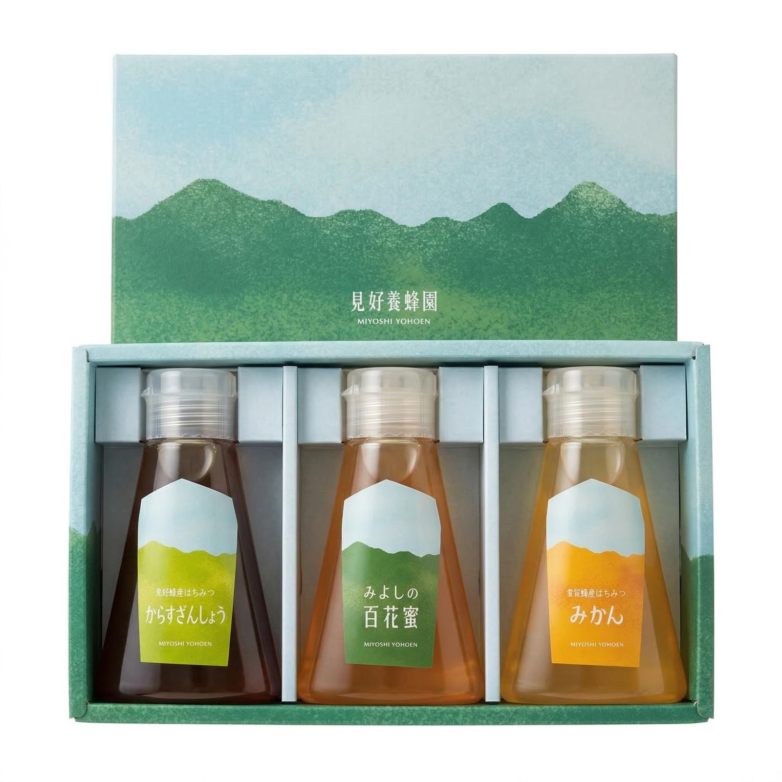 【九州産】見好養蜂園 みよしの百花蜜 220g チューブ 国産 純粋はちみつ 佐賀県産 非加熱 無添加 (3本, ３種類アソート) [３種類アソート] [3本]