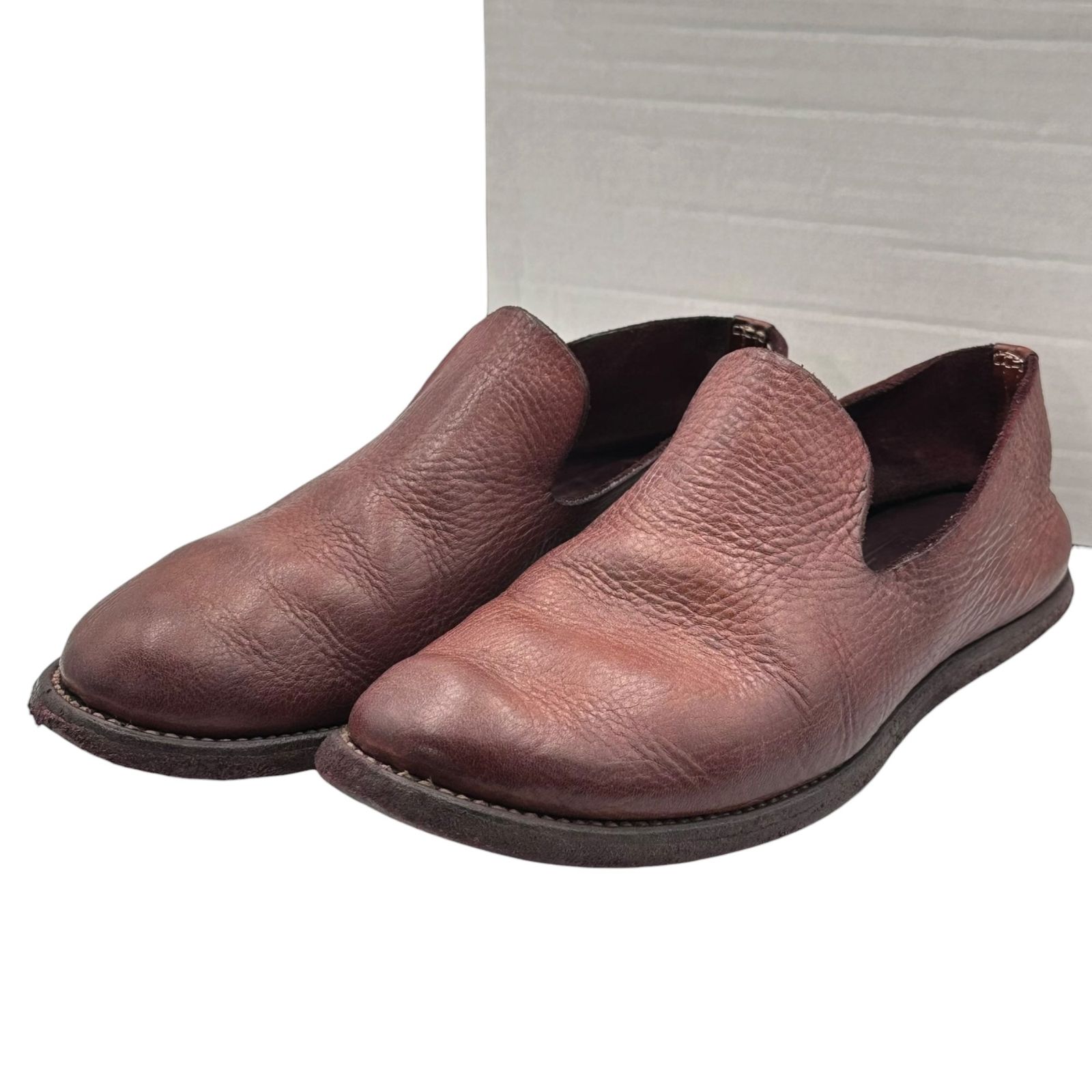 GUIDI(グイディ) CALF FULL GRAIN SLIP ON カーフ フル グレイン スリッポン UNLINED / CV19T 41 1/2(26.5cm程度) ボルドー レザー シューズ 革靴 ローファー