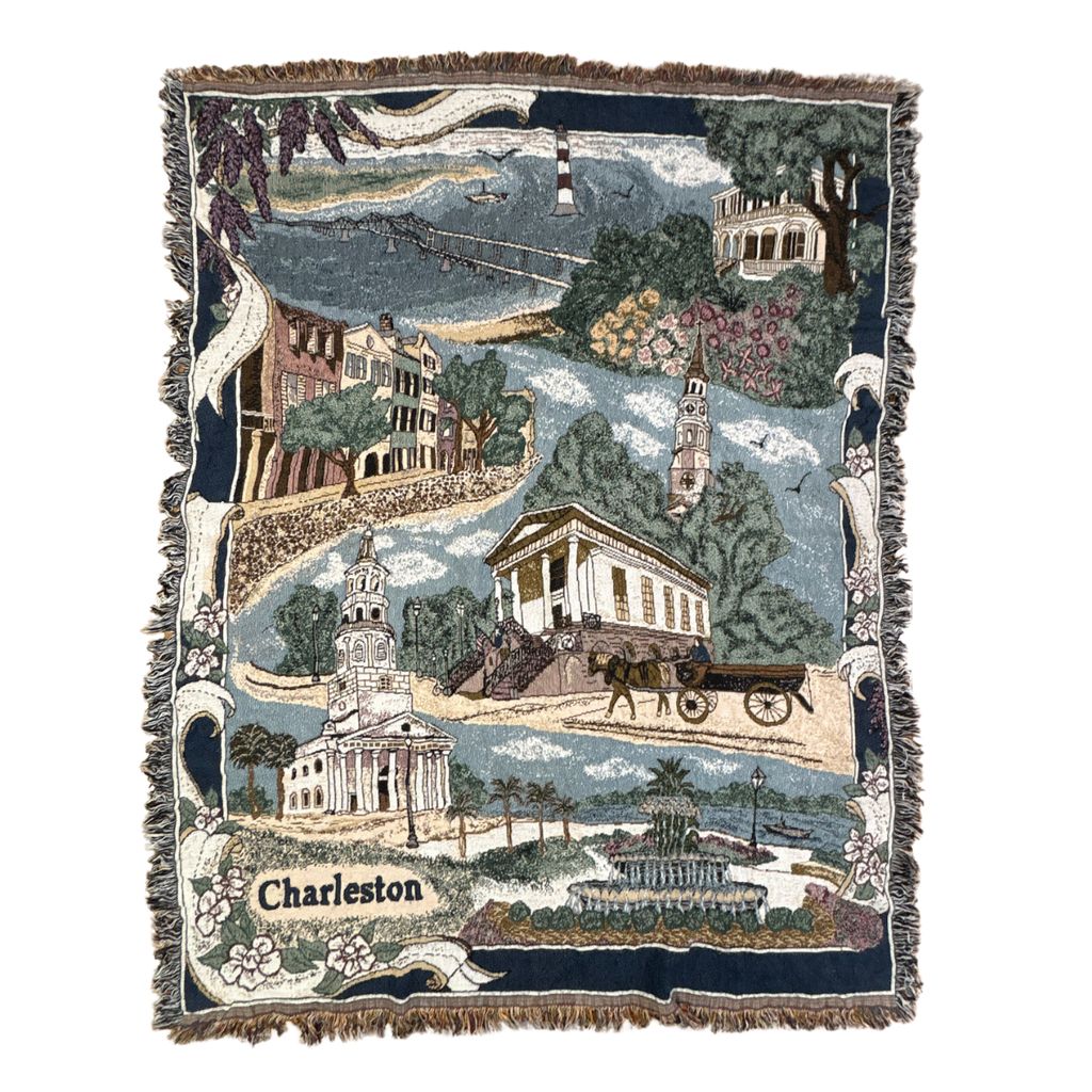vintageラグ ブランケット マルチカバー タペストリー サウスカロライナ州 チャールストン Rug Blanket Charleston 3212