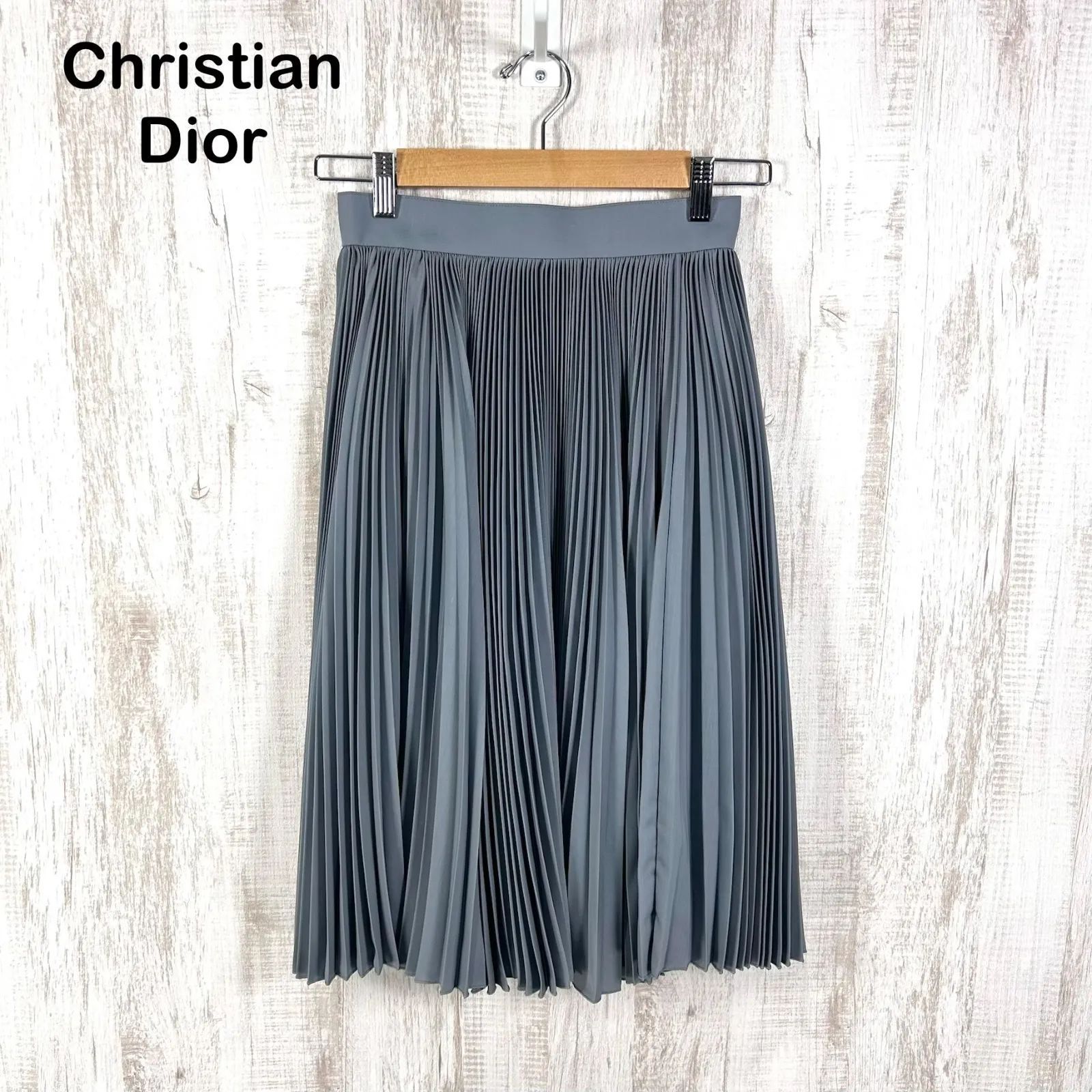 メルカリ最安値　ディオール　プリーツスカート　グレー　冬 90s Christian Dior クリスチャンディオール ウール プリーツスカート