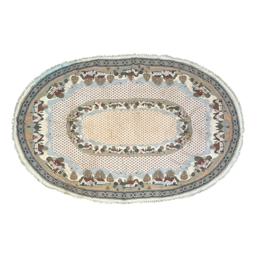 vintageラグ ブランケット マルチカバー タペストリー カントリー ハウス 総柄 Rug Blanket Country 3214