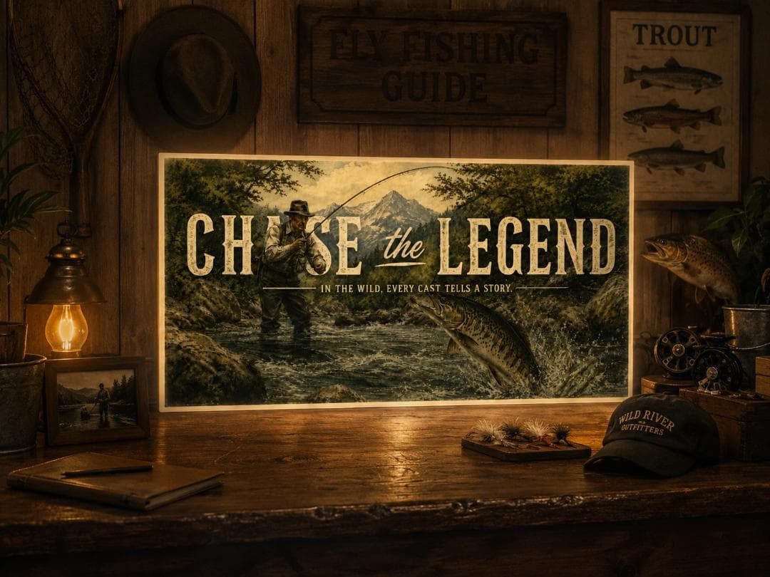 【オーダー無料】フライフィッシング 鱒釣り トラウトフィッシング 毛鉤 渓流 ヤマメ アウトドア プレゼント 店舗 自宅 屋台 キッチンカー パーティー イベント テーブル カウンター サイン ランプ 照明 看板 置物 雑貨 ライトBOX 電飾看板 電光看板