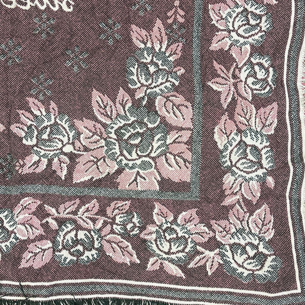 vintageラグ ブランケット マルチカバー タペストリー メッセージ バラ