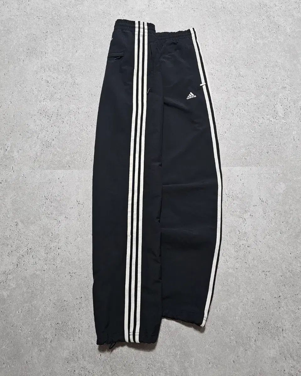 adidas 3本線 ブラック トラックパンツ ウィンドブレーカー ワイド ズボン