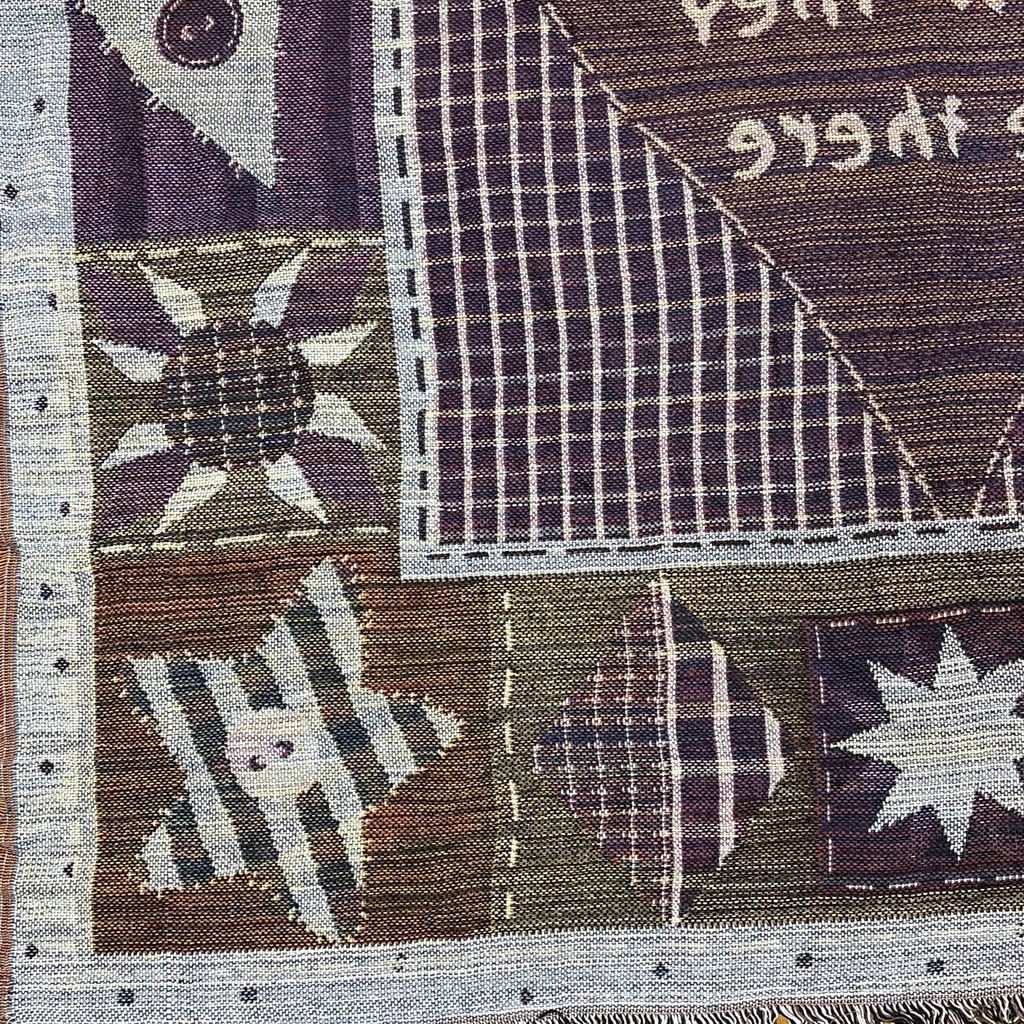 Ameri vintage ノベルティ　マルチブランケット　ラグ vintageラグ ブランケット マルチカバー タペストリー メッセージ