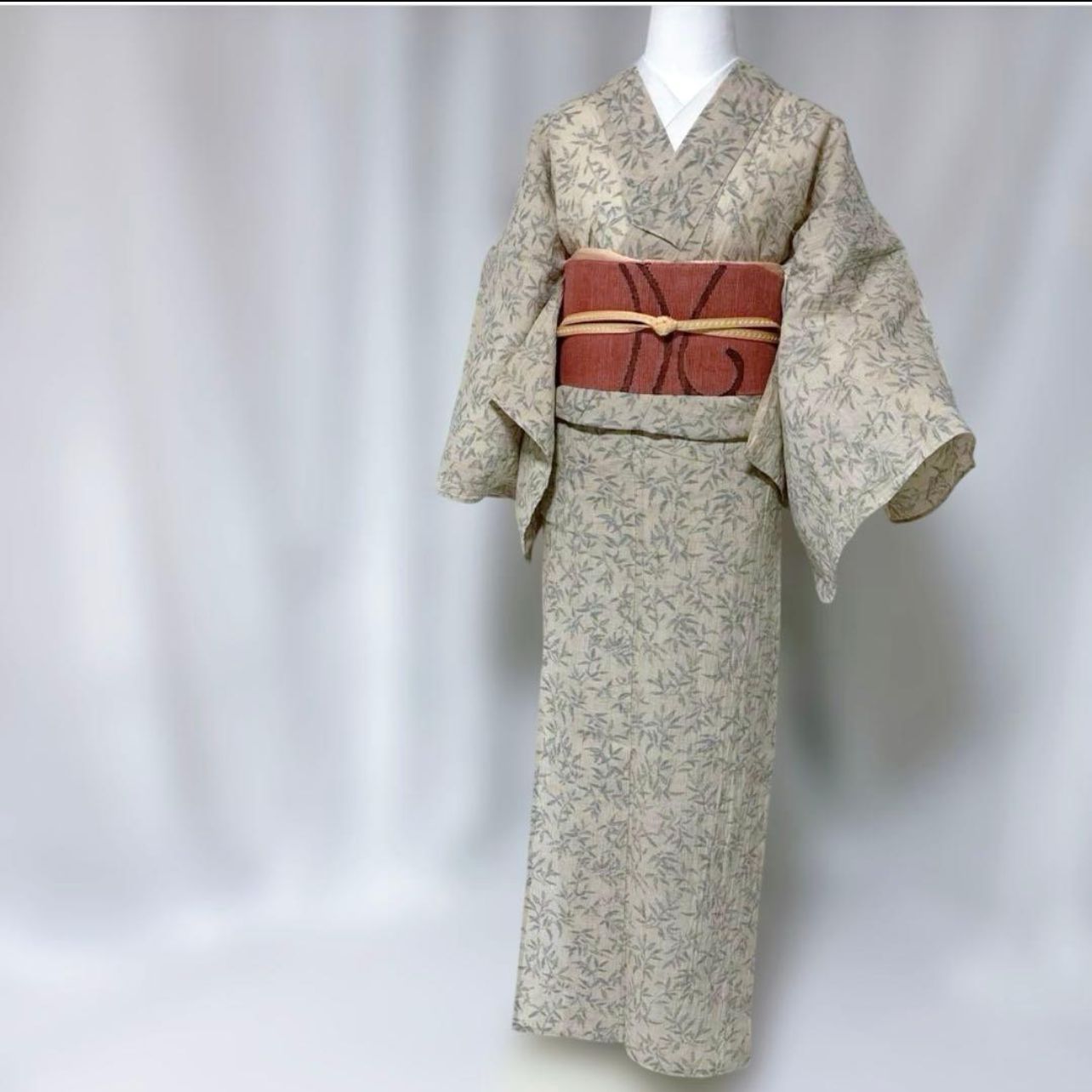 感謝価格】未着用 小千谷縮 フルセット 夏帯 夏帯締め 四季対応帯揚げ 