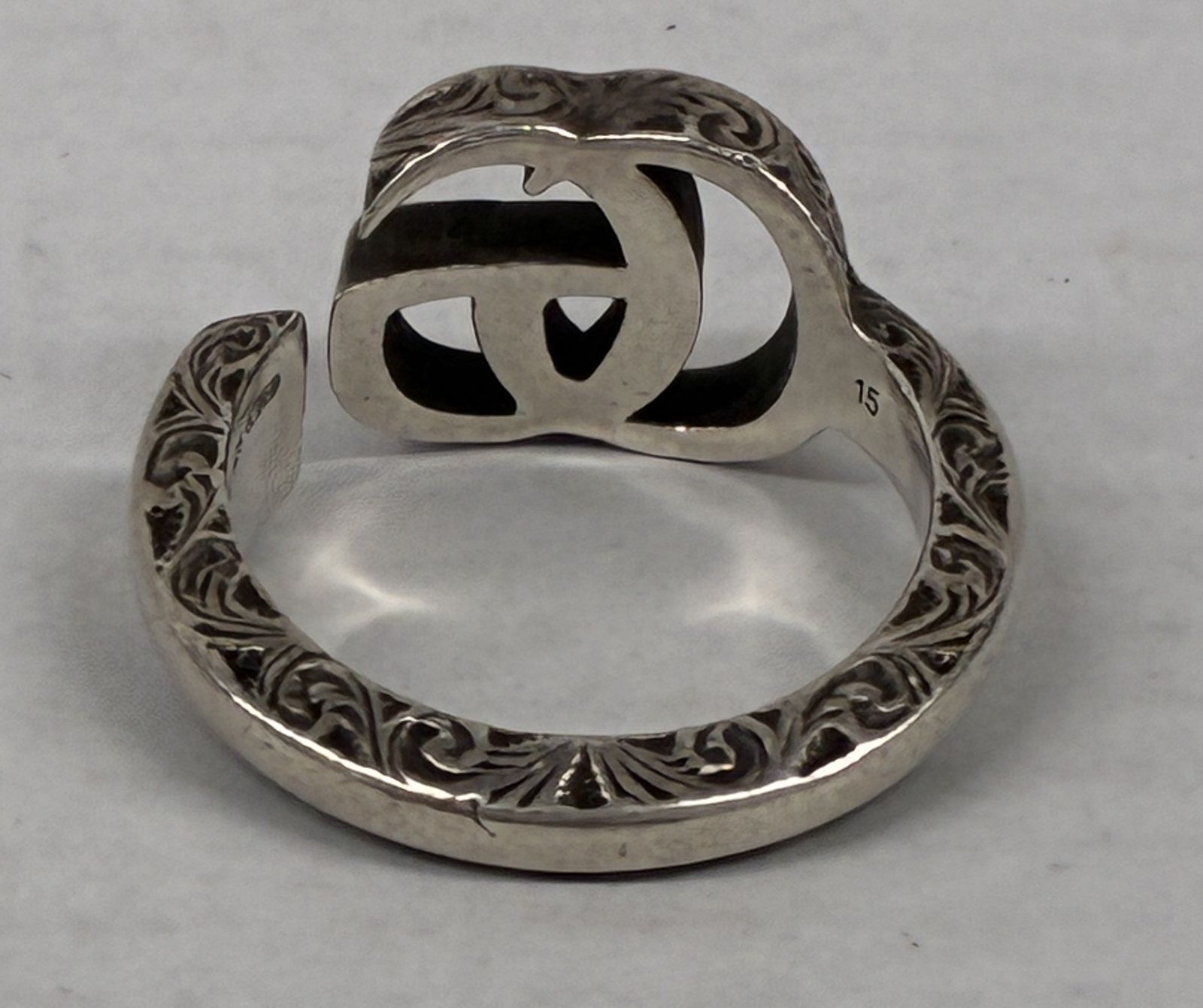 中古 GUCCI 627760 ダブルG シルバー リング 15号 約5.5g SILVER925