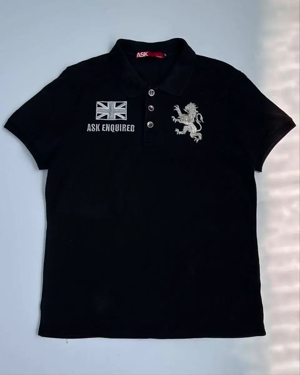 L ASK エスク Bアクセス 根本 ユニオン잭 ライオン pk 半袖 カラーTシャツ