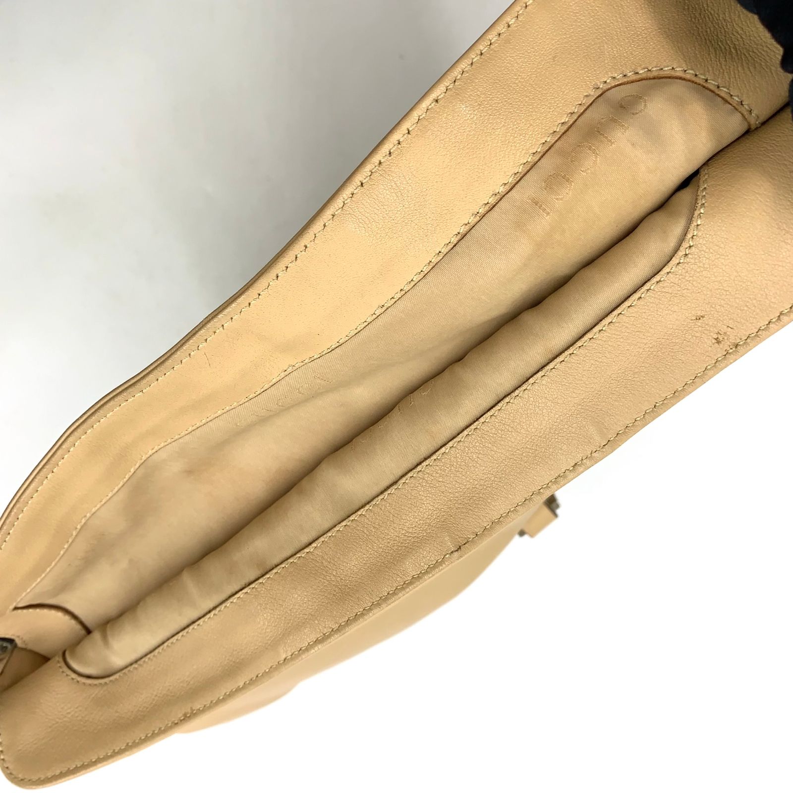 GUCCI ジャッキー ロゴ金具 レザー ベージュ ワンショルダーバッグ