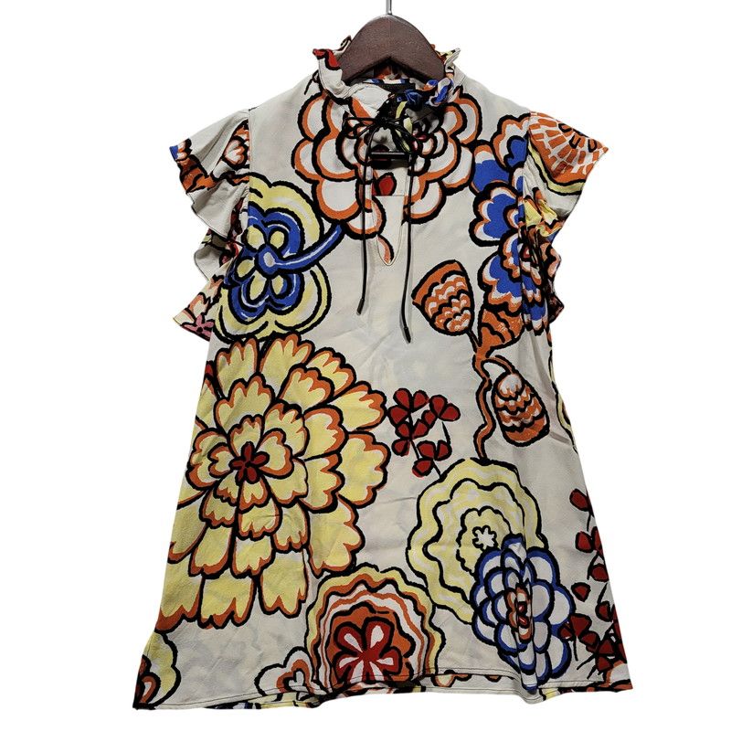 【中古品】 LOUIS VUITTON ルイ・ヴィトン FLOWER VNECK BLOUSE RW151A F7BL09VML フラワー Vネック ブラウス トップス 【168-260623-as-07-izu】