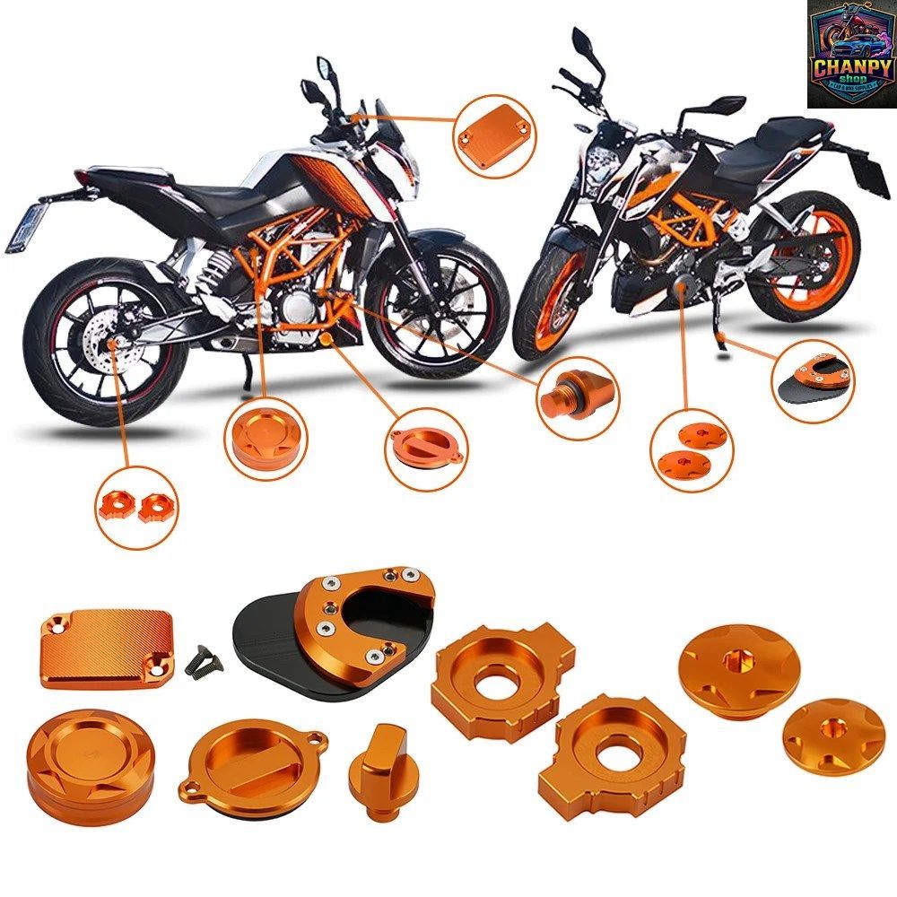 2011-2020 KTM 125DUKE 200DUKE 390DUKE エンジンオイルフィラーキャップ リアブレーキリザーバーキャップ キックスタンドエクステンション