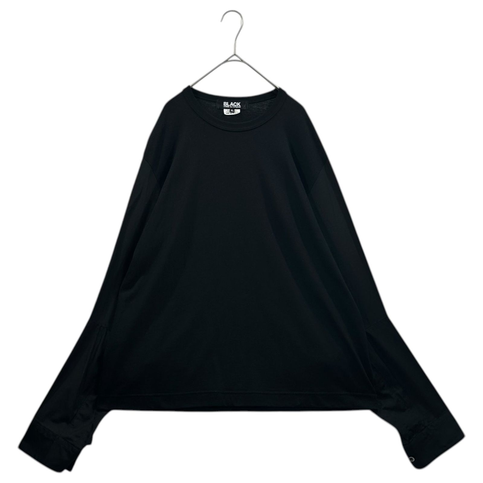 BLACK COMME des GARCONS(ブラックコムデギャルソン) 22AW Sleeve-Split Crew Neck Knit Top 袖 切替 クルーネック カットソー 1J-B008 AD2022