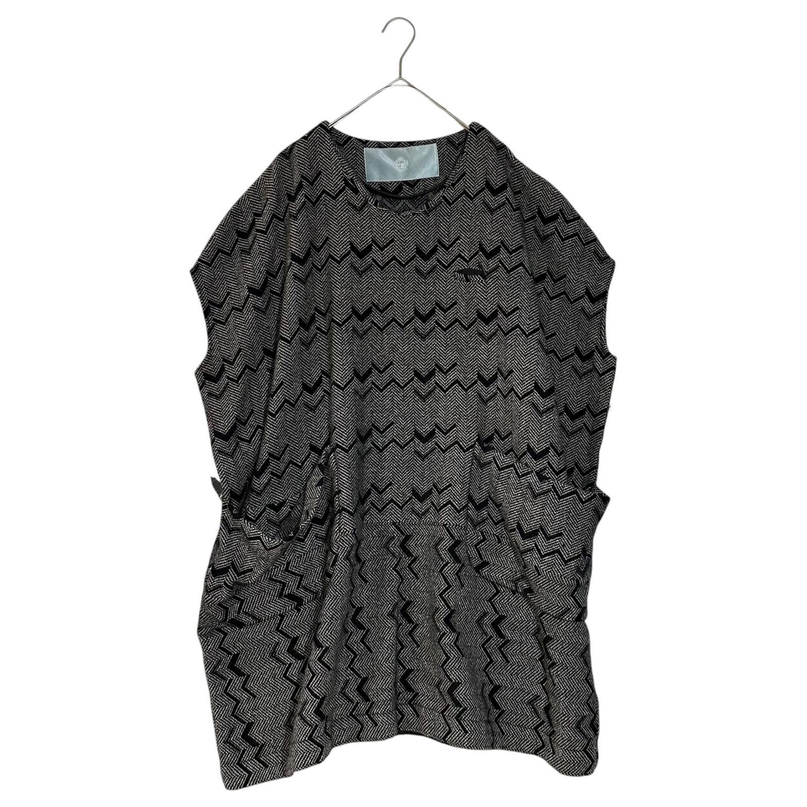 Dulcamara(ドゥルカマラ) Front Pocket Wool Sleeveless Top フロントポケット ウール ノースリーブ トップ FREE グレー×ブラック