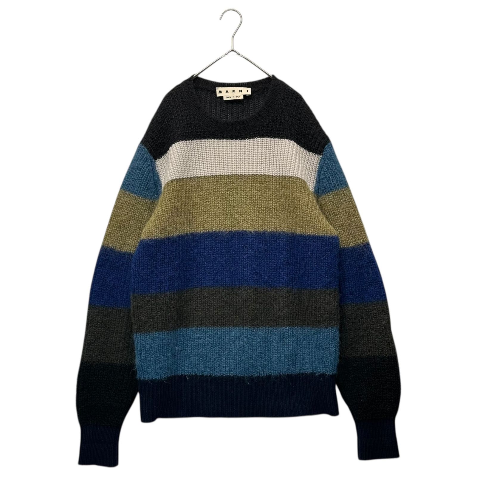 マルニ 20AW ニット セーター 長袖 ボーダー モヘヤ マルチカラー 46 MARNI(マルニ) 20AW Multi-Border Mohair Knit マルチ ボーダー モヘア