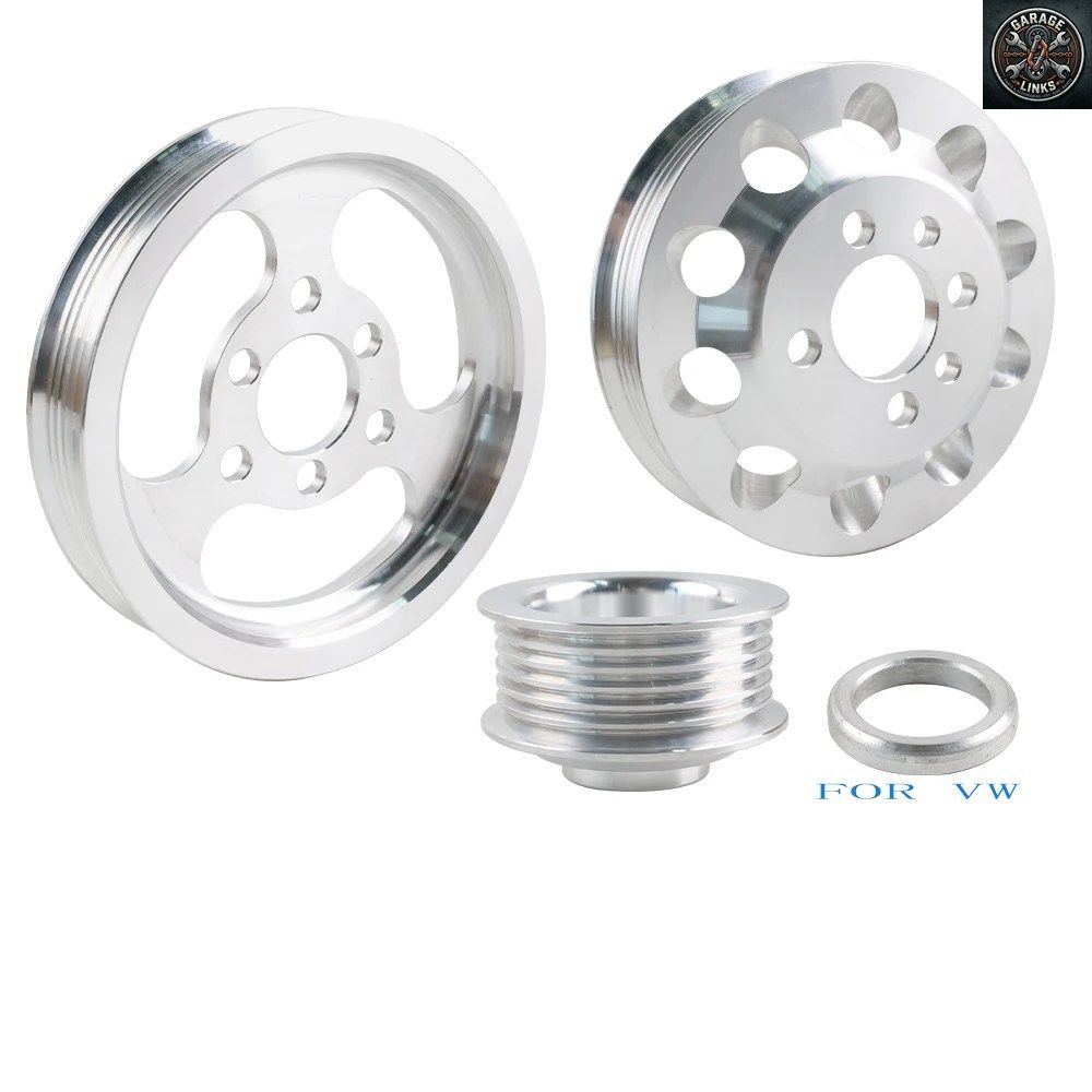 軽量アンダードライブプーリーセット OEMベルト MK4 VW ジェッタ ゴルフ GTI GLI 1.8T 2.0 20V 3個 シルバー