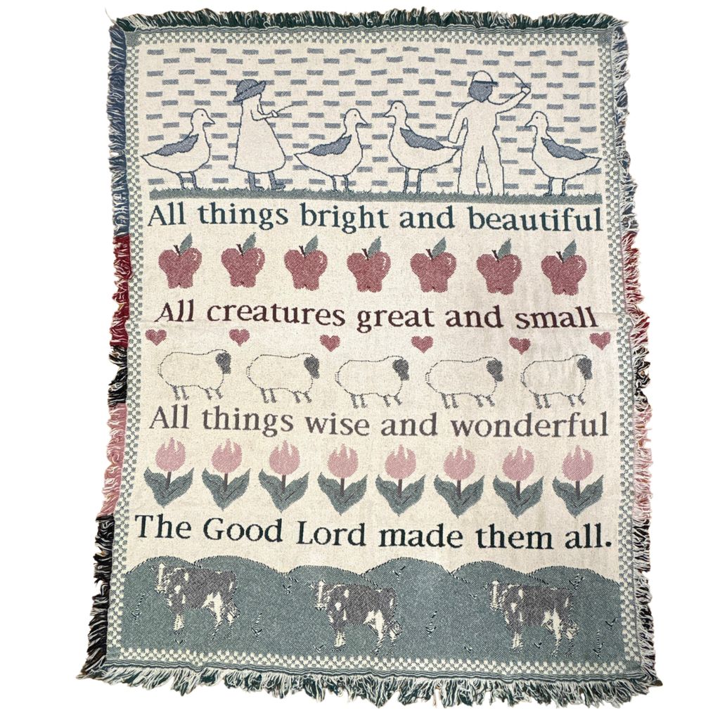 vintageラグ ブランケット マルチカバー タペストリー カントリー アニマル ウシ チューリップ ヒツジ Rug Blanket Country 3260