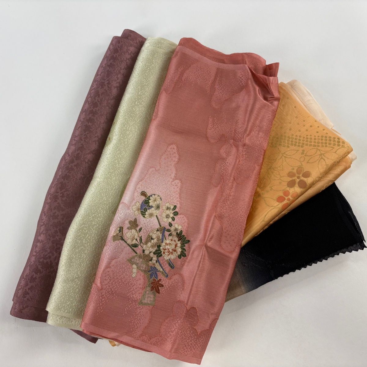 帯揚げ 優品 帯揚げ5枚セット 薄緑 正絹 和装小物 【中古】