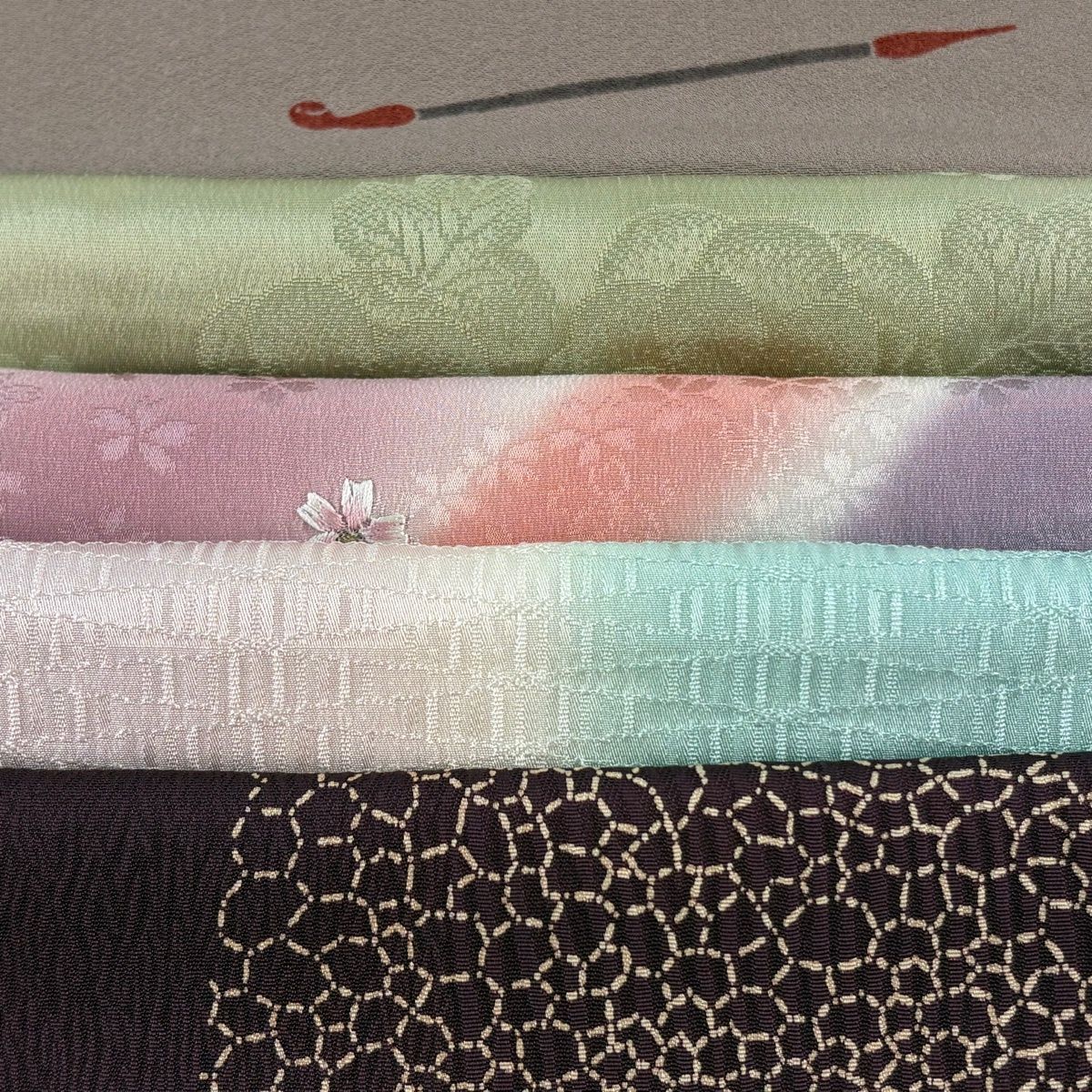 帯揚げ 優品 帯揚げ5枚セット 薄紫 正絹 和装小物 【中古】