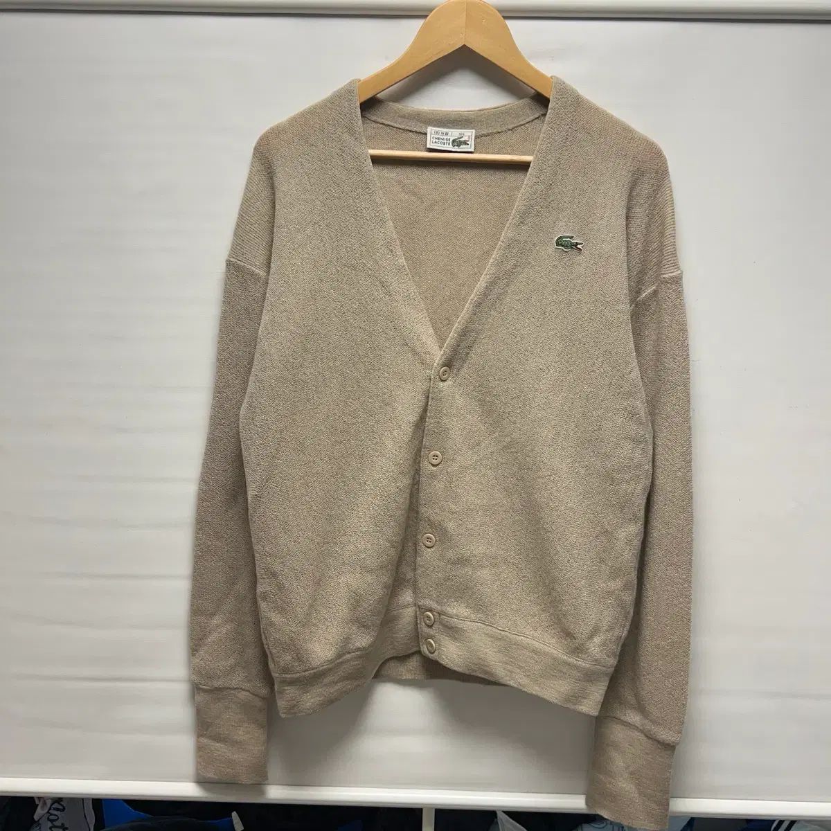正規品/105 ラコステ ベージュ ウール カーディガン