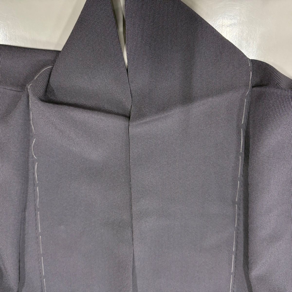 江戸小紋 身丈153cm 裄丈61.5cm S 袷 万筋 灰紫 正絹 名品 【中古