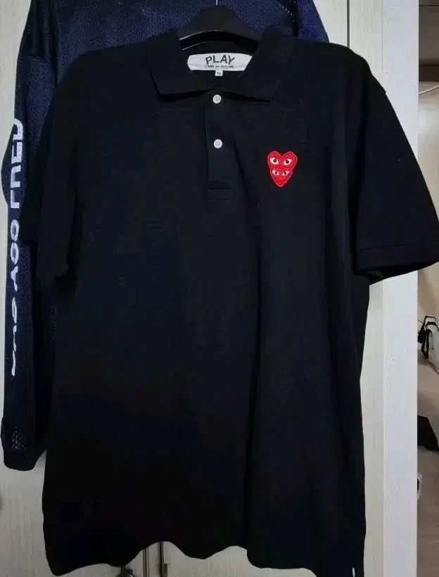 コム・デ・ギャルソン DoubleHeart(ダーブルハート) ワッペン カラーTシャツ XL