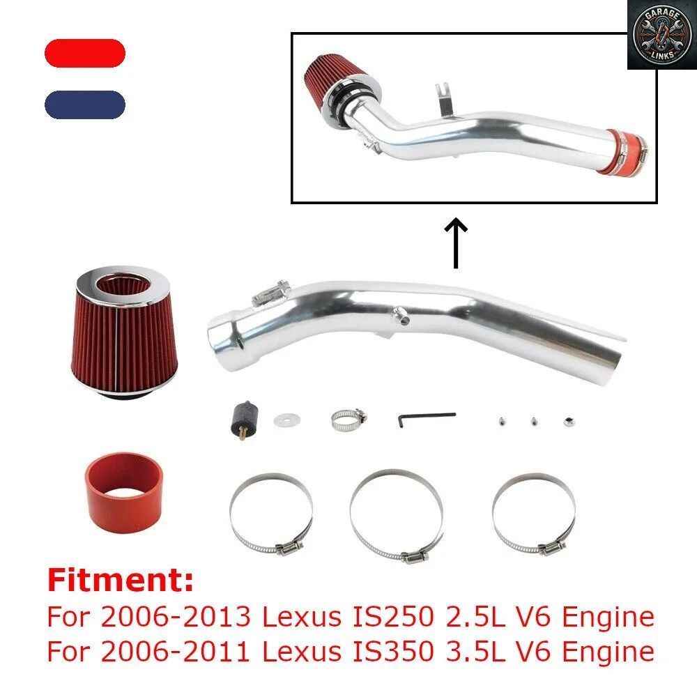 レーシングカー用コールドエアインテークパイプフィルターキット（赤・青） レクサス IS250 2.5L V6 レクサス IS350 3.5L V6 エンジンパー
