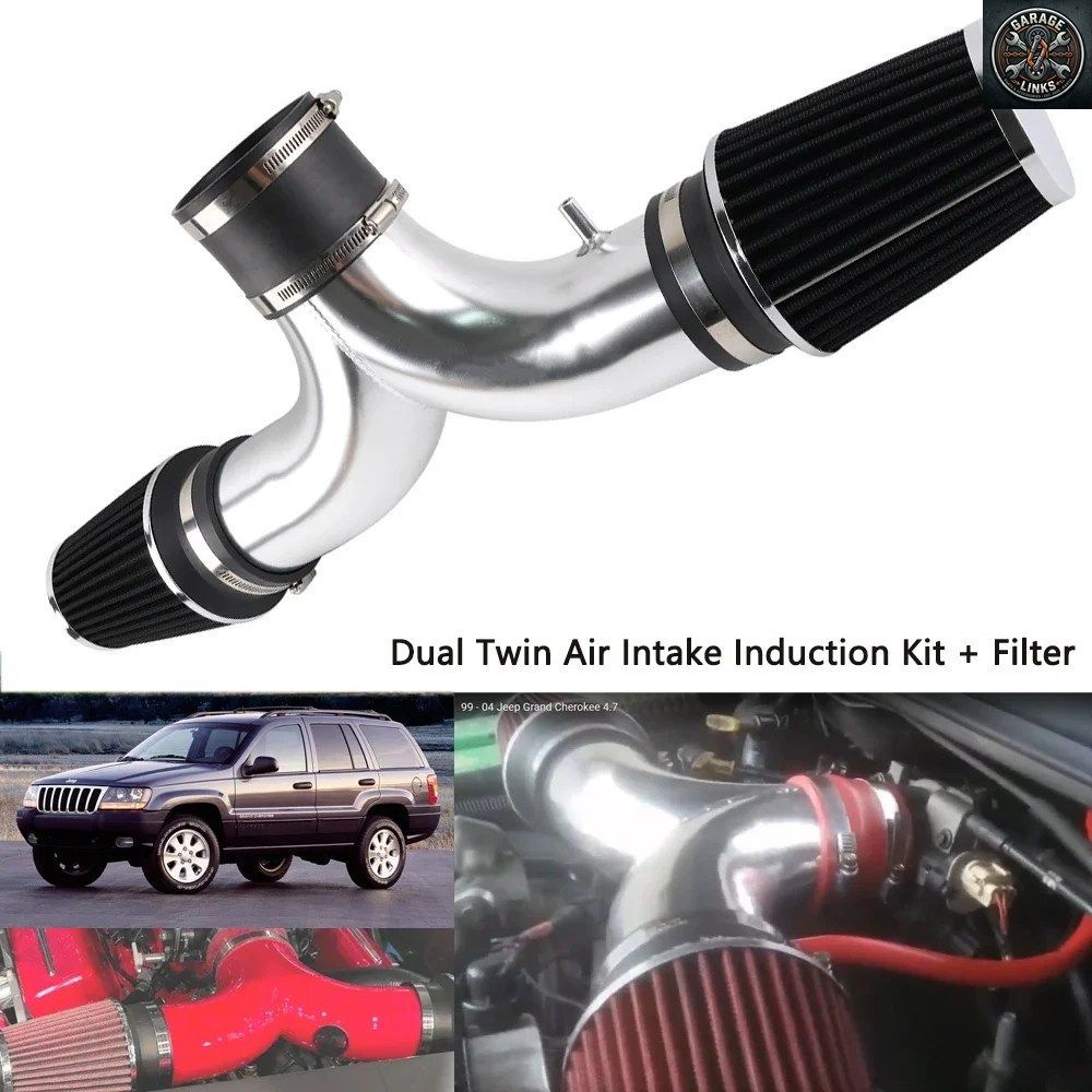 コールドエアインテークインダクションキット 99-04 ジープ グランドチェロキー 4.7L V8 デュアル ダッジ ダコタ デュランゴ 3.7L 4.7L チ