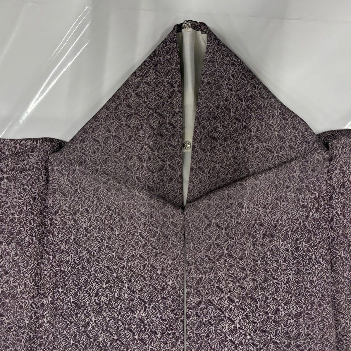 美品】 江戸小紋 身丈162cm 裄丈65.5cm M 袷 七宝繋ぎ 紫 正絹 秀品