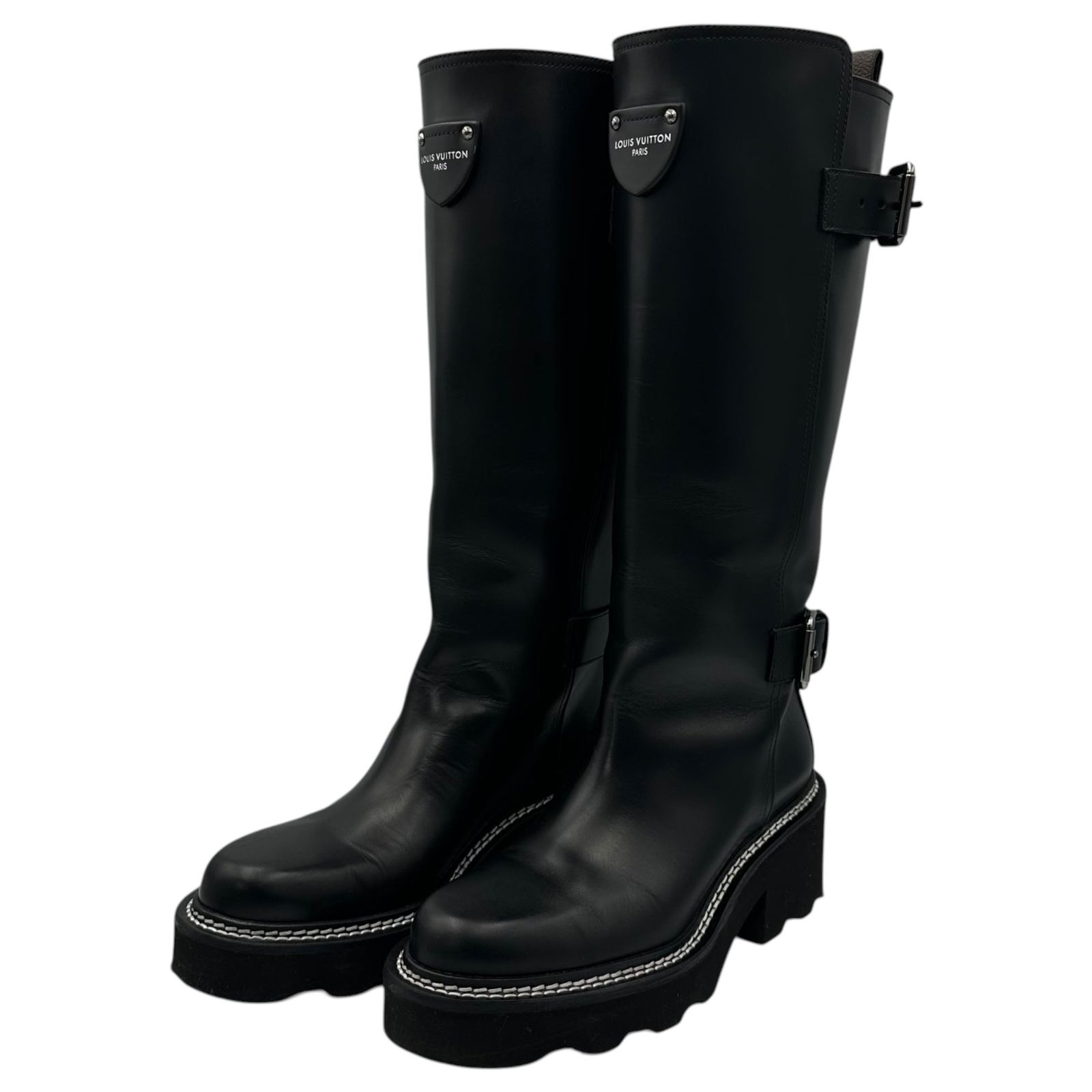 LOUIS VUITTON(ルイヴィトン) 24AW LV Beaubourg High Boot ボブール ライン ロング ブーツ カーフ 製造番号：MA0254 36(23cm程度) ブラック×ブラウン