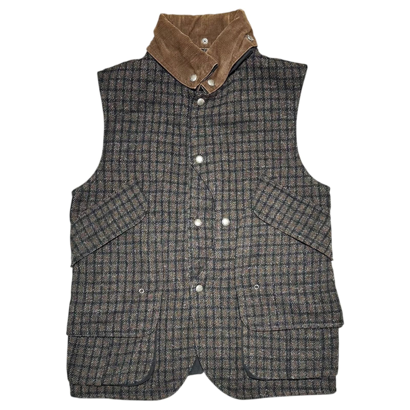 COMME des GARCONS JUNYA WATANABE MAN(コムデギャルソンジュンヤワタナベマン) ウール ナイロン モヘア ラメ ワーカーズ ベスト WD-J005 S ブラウン×ブラック AD2009 襟コーデュロイ