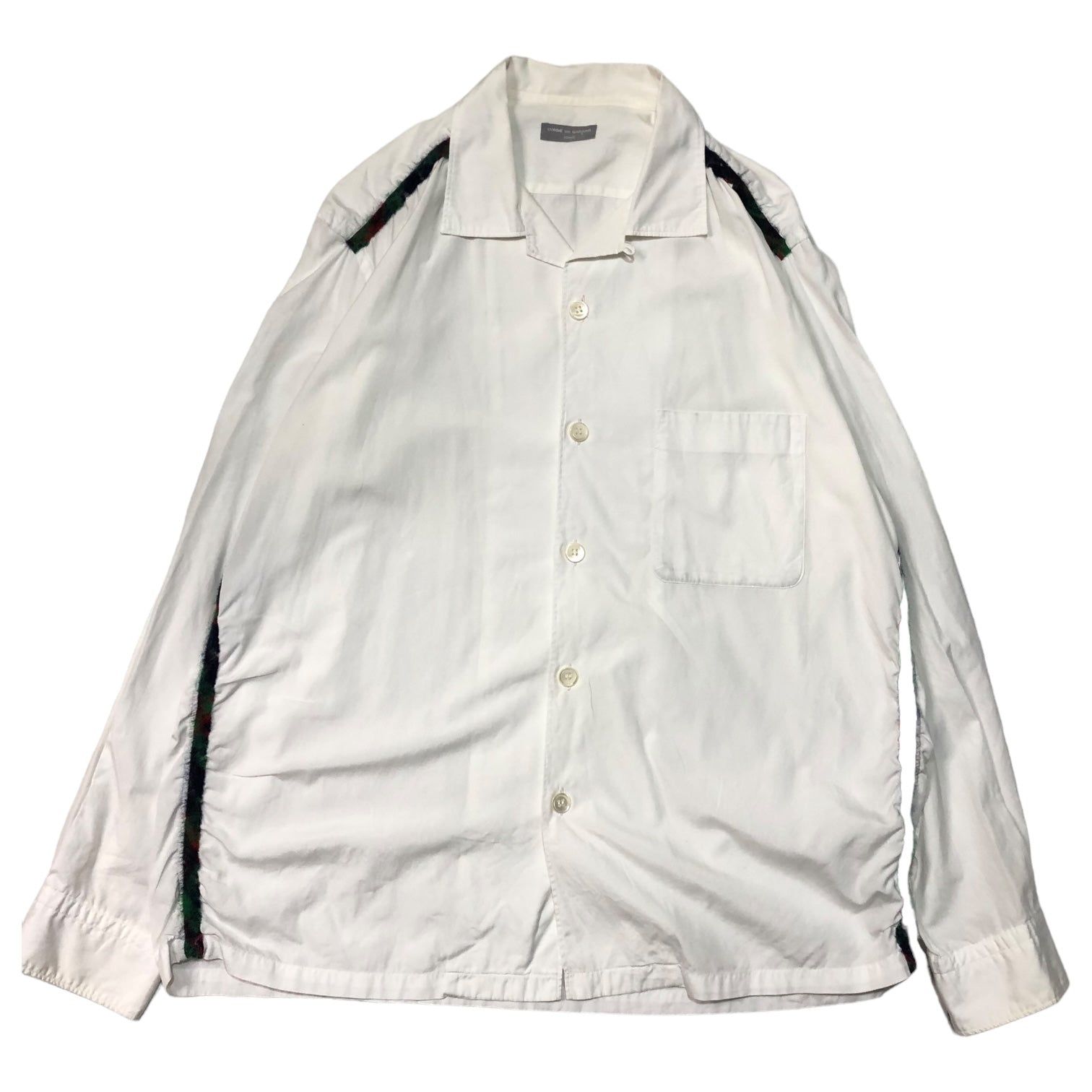 COMME des GARCONS HOMME(コムデギャルソンオム) 90's Different material piping L/S shirt ウール 縮絨 異素材 パイピング 長袖 シャツ 田中オム ホワイト 90年代 ヴィンテージ