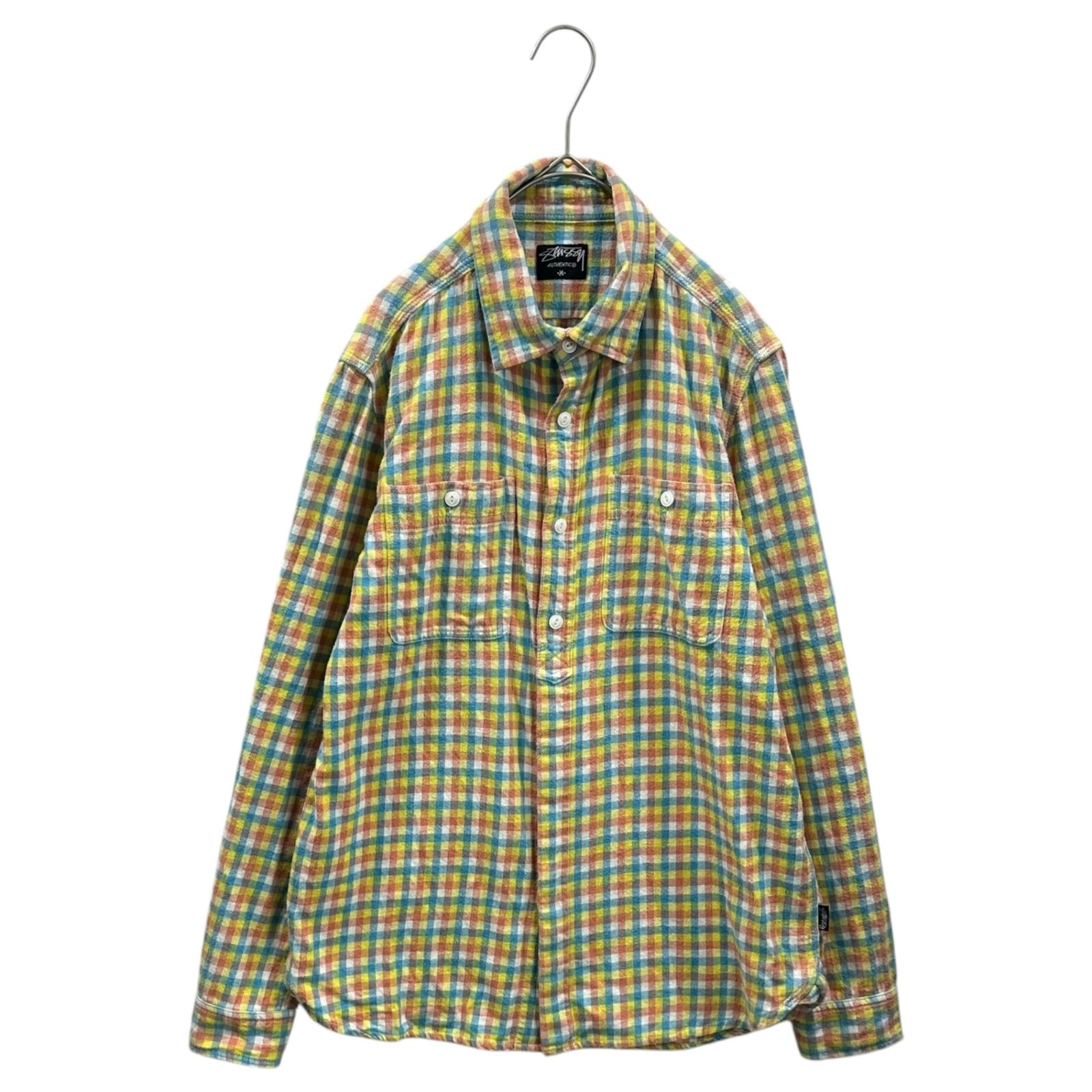 STUSSY(ステューシー) Gingham check logo print flannel shirt 