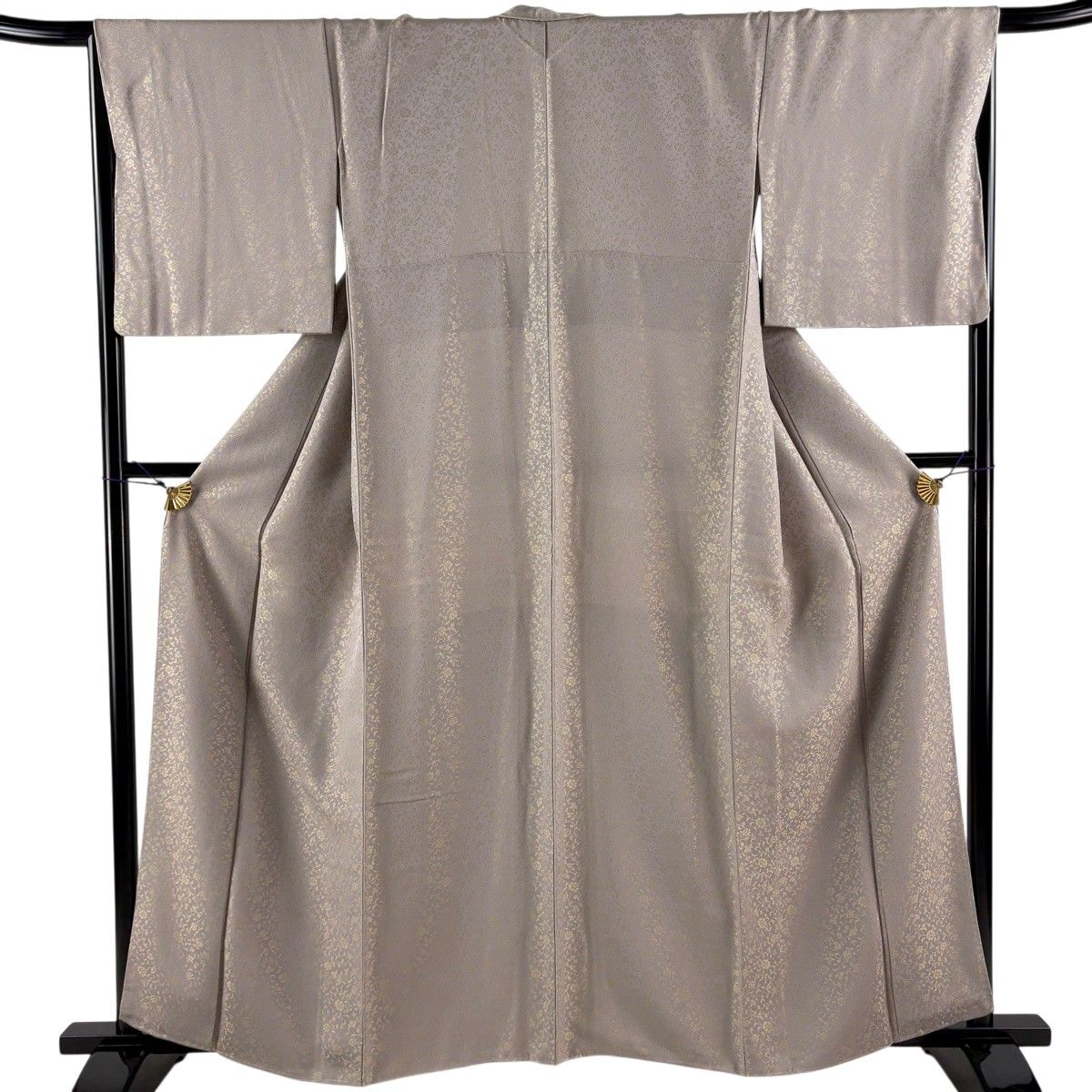 【美品】 小紋 身丈160.5cm 裄丈67cm M 袷 花唐草 灰紫 正絹 秀品 【中古】