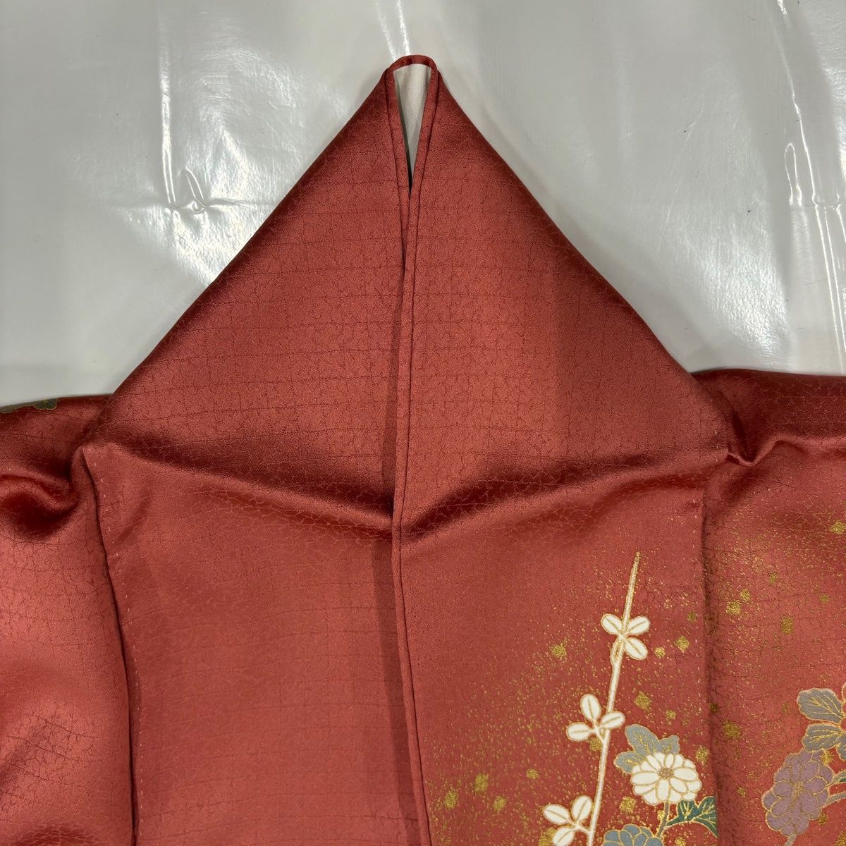 美品】 訪問着 身丈154.5cm 裄丈62.5cm S 袷 菊 霞 金彩 金糸 ピンク