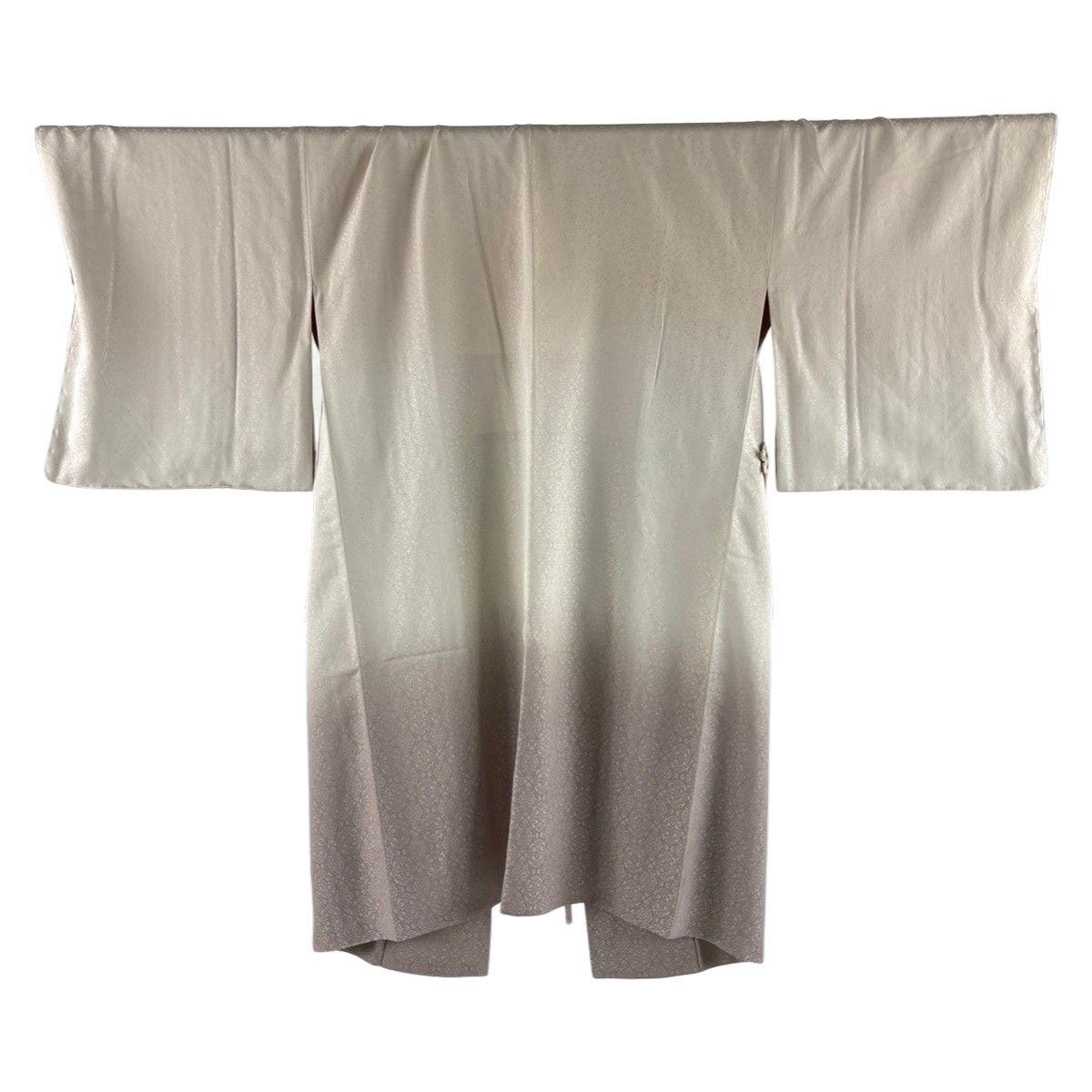 【美品】 道中着 身丈110.5cm 裄丈69.5cm L 和装コート 地紋 染め分け ぼかし 灰紫 正絹 逸品 【中古】