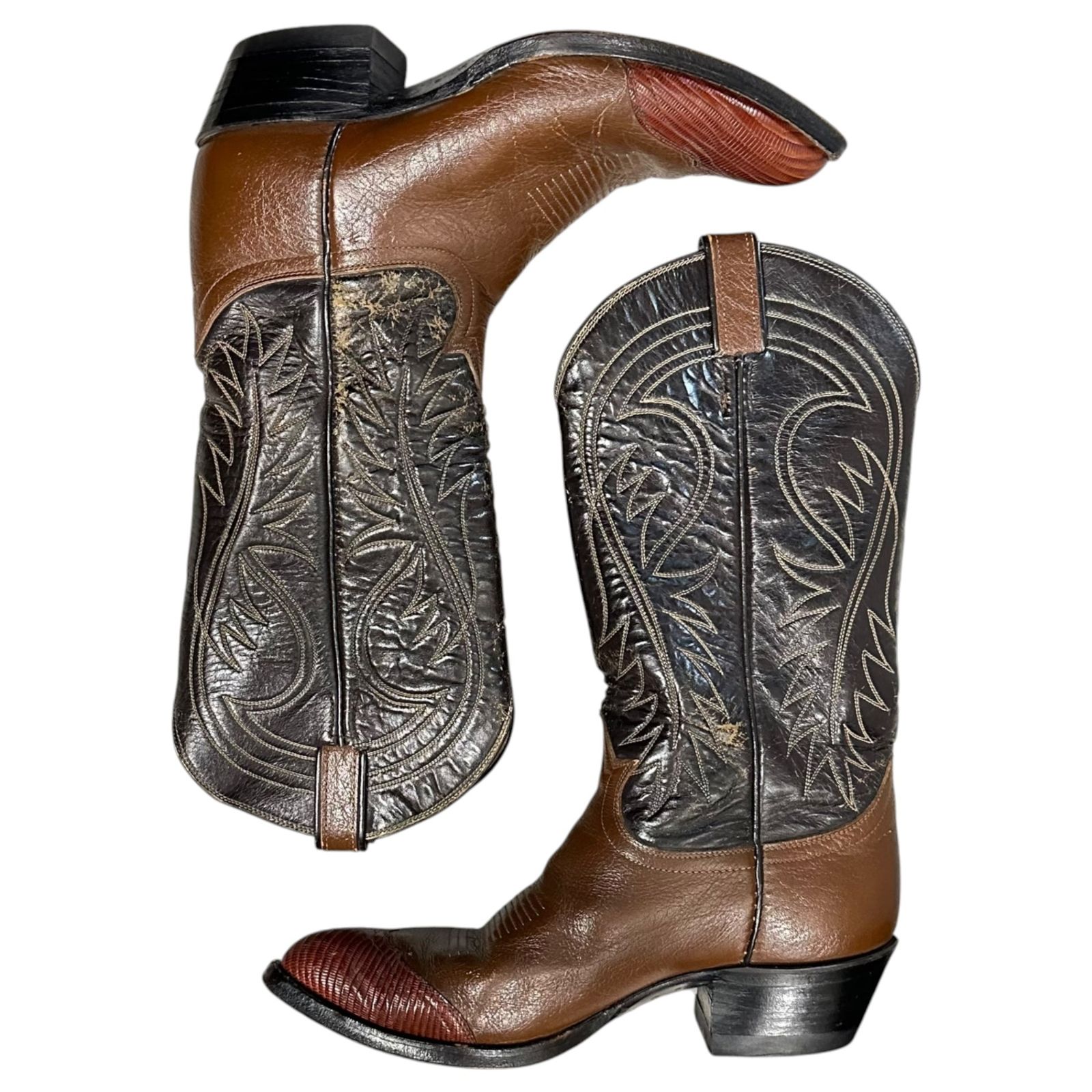Tony Lama トニーラマ ヴィンテージ ウエスタンブーツ リザード切替 ​ TONY LAMA(トニーラマ) 1980's Western Boots - Lizard Toes