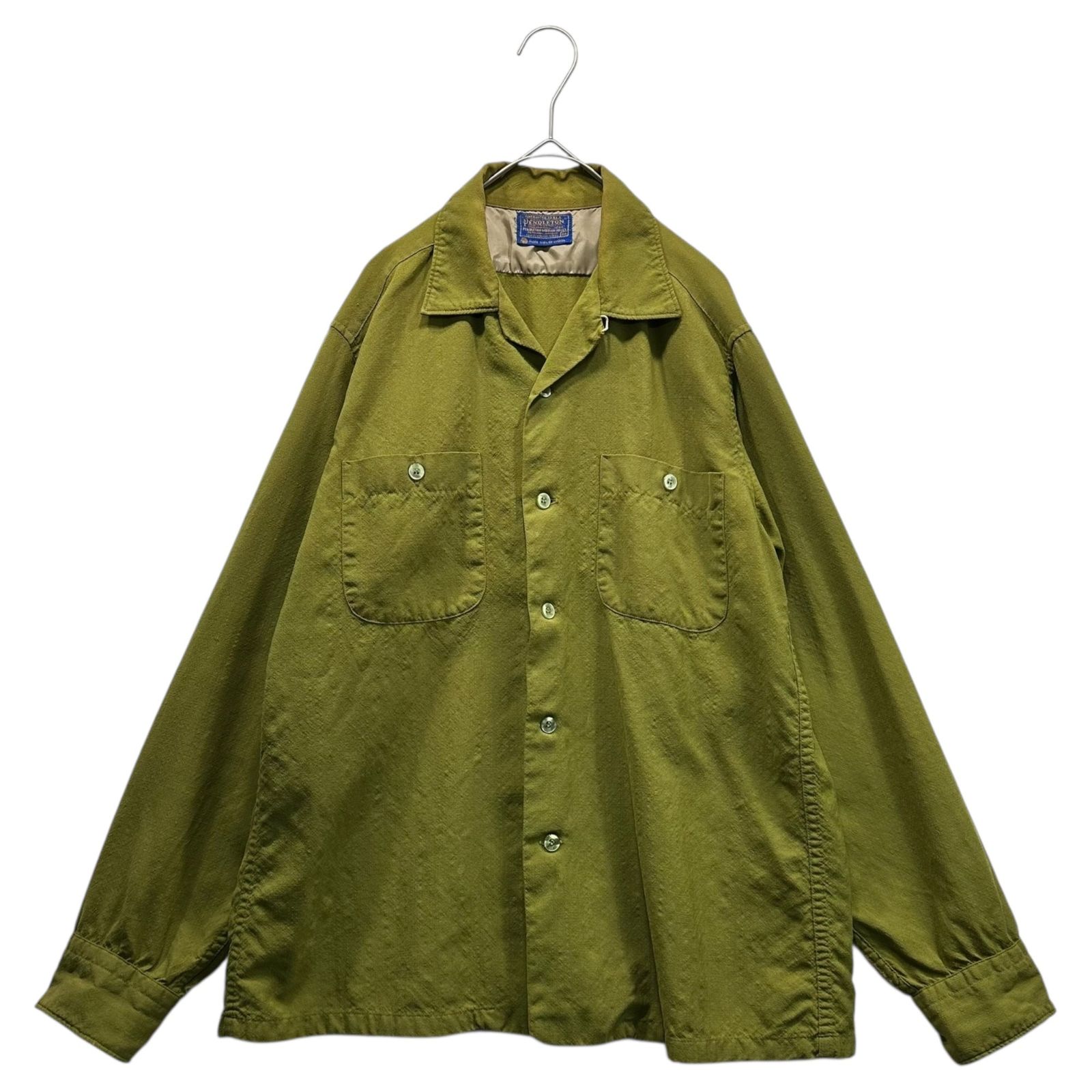PENDLETON(ペンドルトン) 60's Vintage Boat Shirt 単色 ヴィンテージ ボート シャツ M ライトグリーン 60年代 開襟 オープンカラー