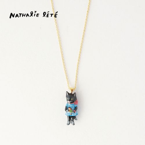 ナタリー・レテ / Nathalie Lete|\送料込み/Necklace ネックレス ブラックキャットードレス|Black cat-dress|ねこ猫ネコキャットcat
