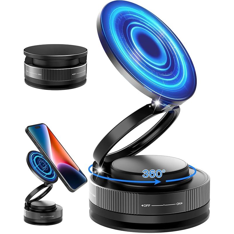 【新品】 スマホホルダー 車 マグネット 【2026最新真空吸盤+超強磁力】究極の安定【360回転+自由調節】 24×N55磁石 スマホスタンド 高級合金素材 MagSafeホルダー 片手操作 1秒着脱 車 スマホホルダー 車載スマホホルダー スマホ車載ホル