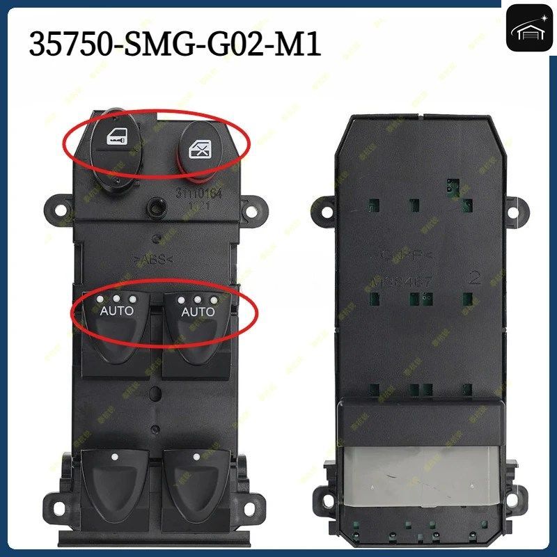 35750-SMG-G02-M1 ホンダ シビック 2005 2006-2011 フロント左パワーリフターウィンドウコントロールスイッチ 2 22ピン フロント左ハンドル