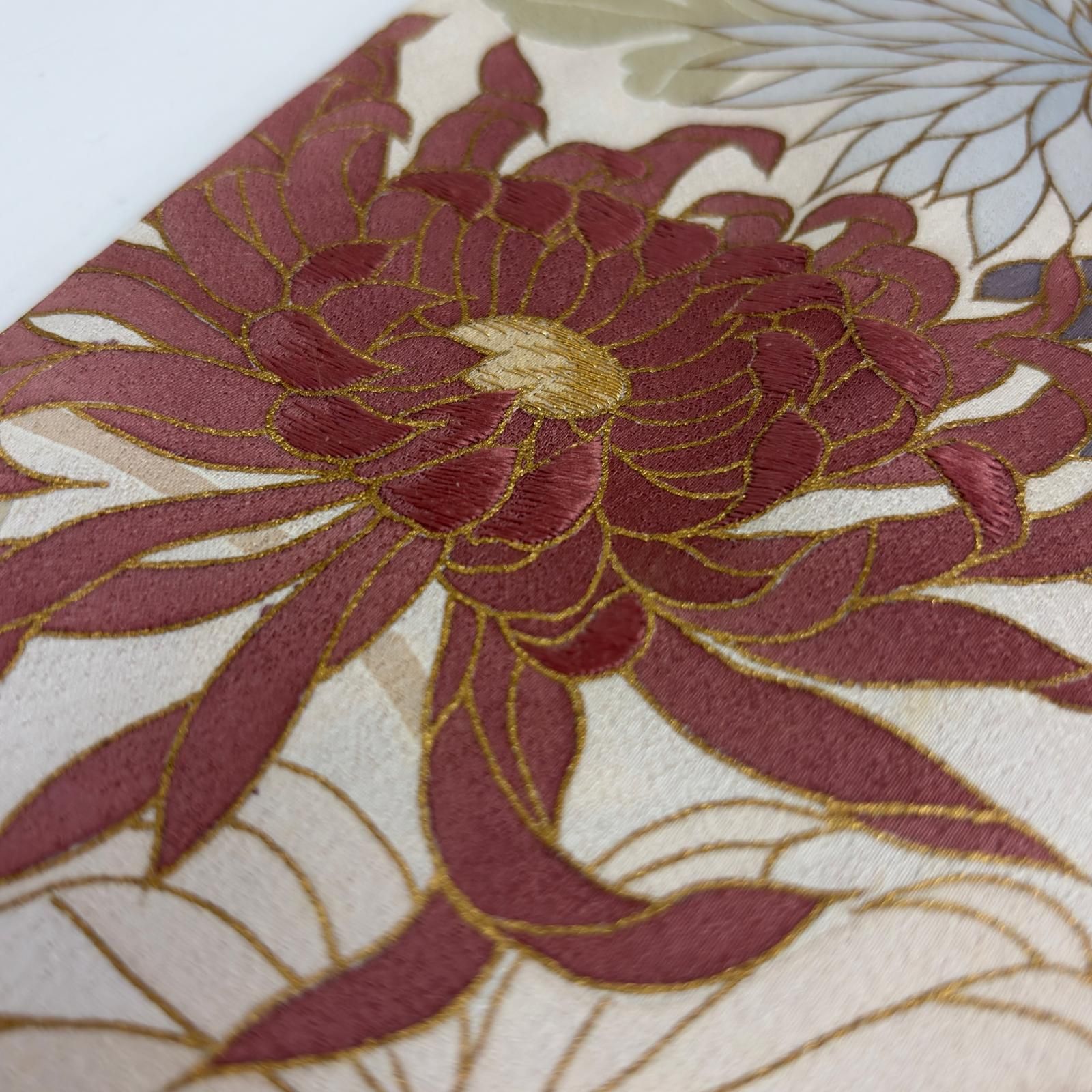 色留袖 裄67.5 一部刺繍の菊の染め 五つ紋 正絹 a-420 - メルカリ