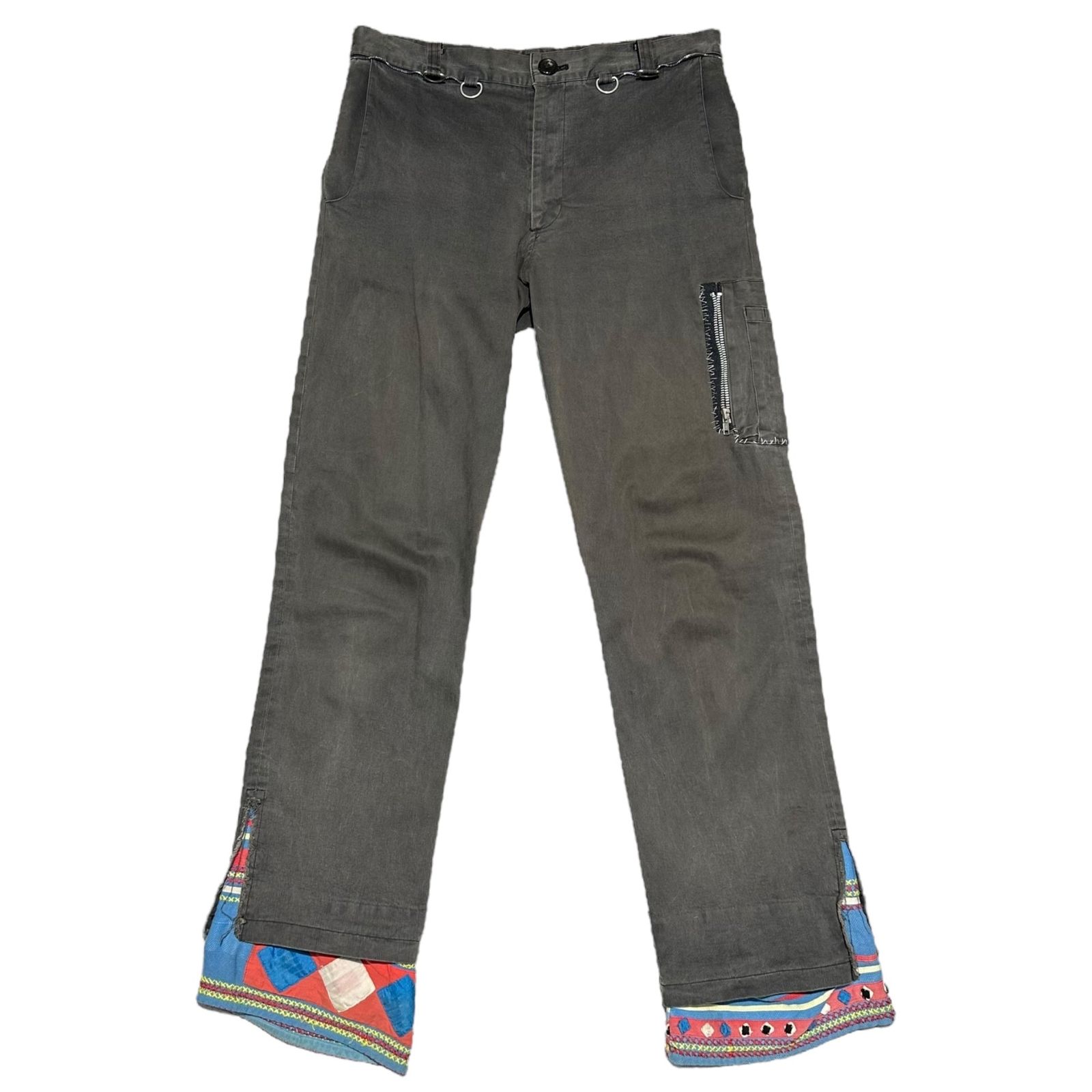 UNDERCOVERISM(アンダーカバイズム) SCAB期 クラスト ダメージ加工 カーゴ ギミックポケット ストレート パンツ M259 M ブラック×レッド×ブルー