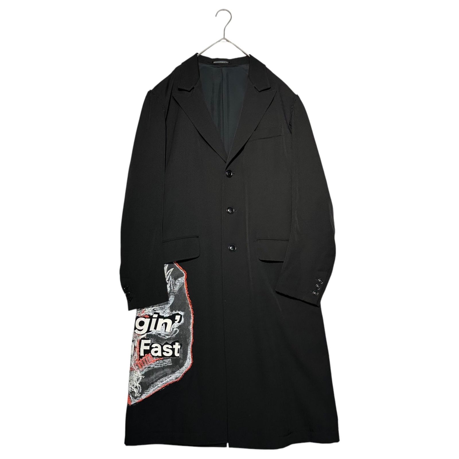 YOHJI YAMAMOTO POUR HOMME(ヨウジヤマモトプールオム) 17AW Print Embroidery Long Jacket 袖山 ハンド ステッチ プリント 刺繍 ジャケット HK-J38-127 2(M程度) ブラック