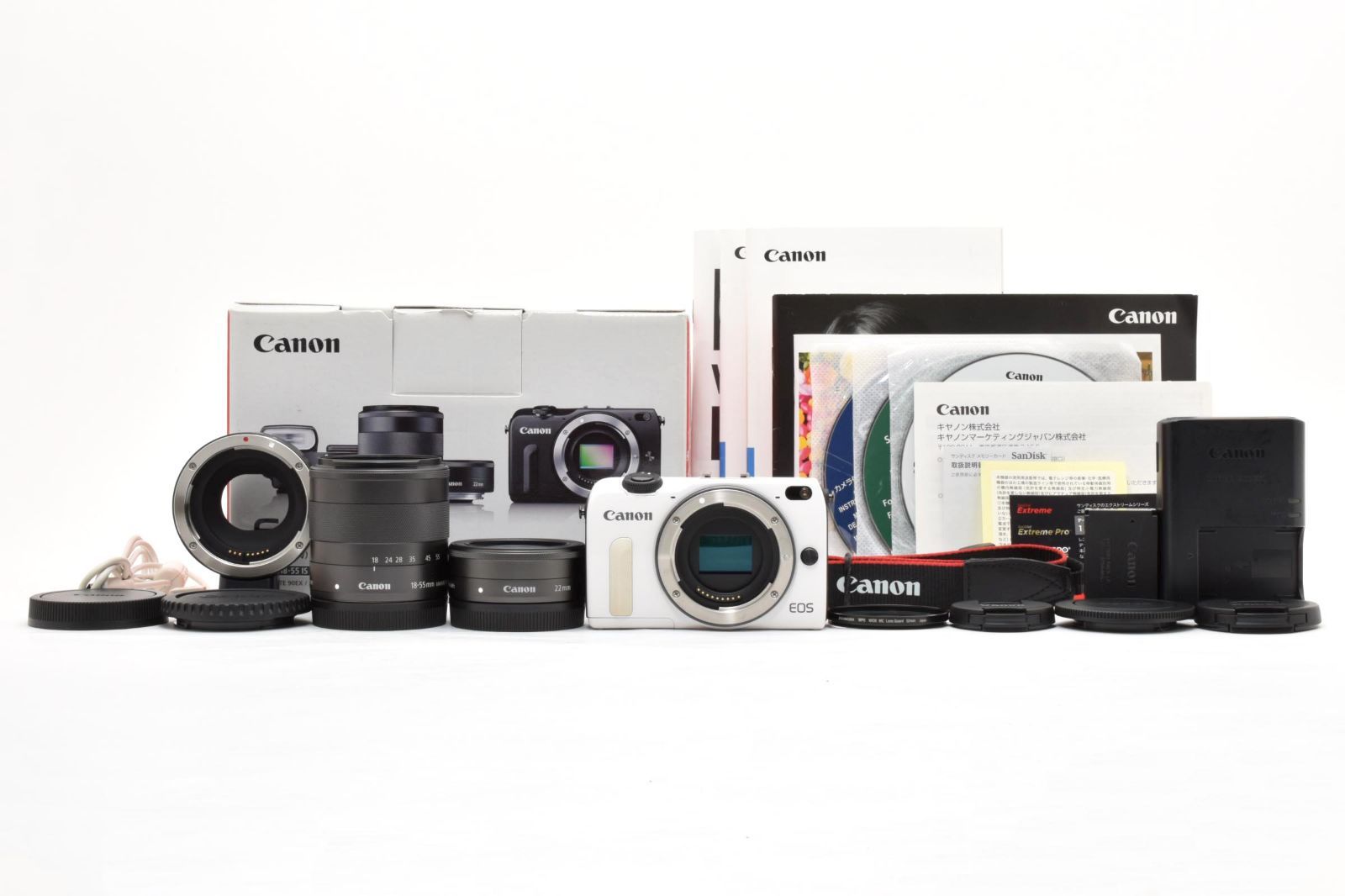 【返品保証】良品｜Canon キヤノン EOS M2 ダブルレンズキット ミラーレス一眼 ホワイト #C260601-07